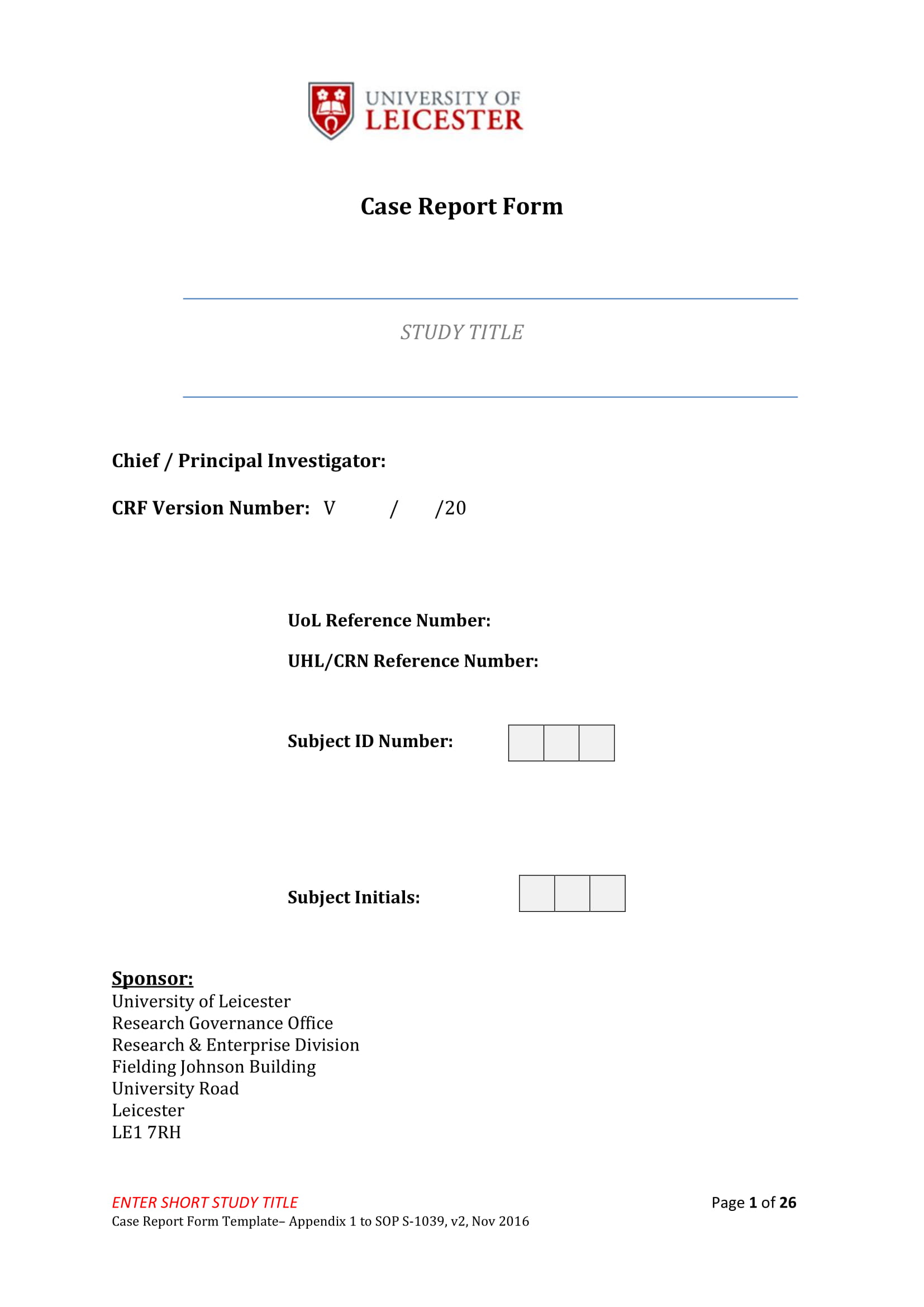standard case report form template 01