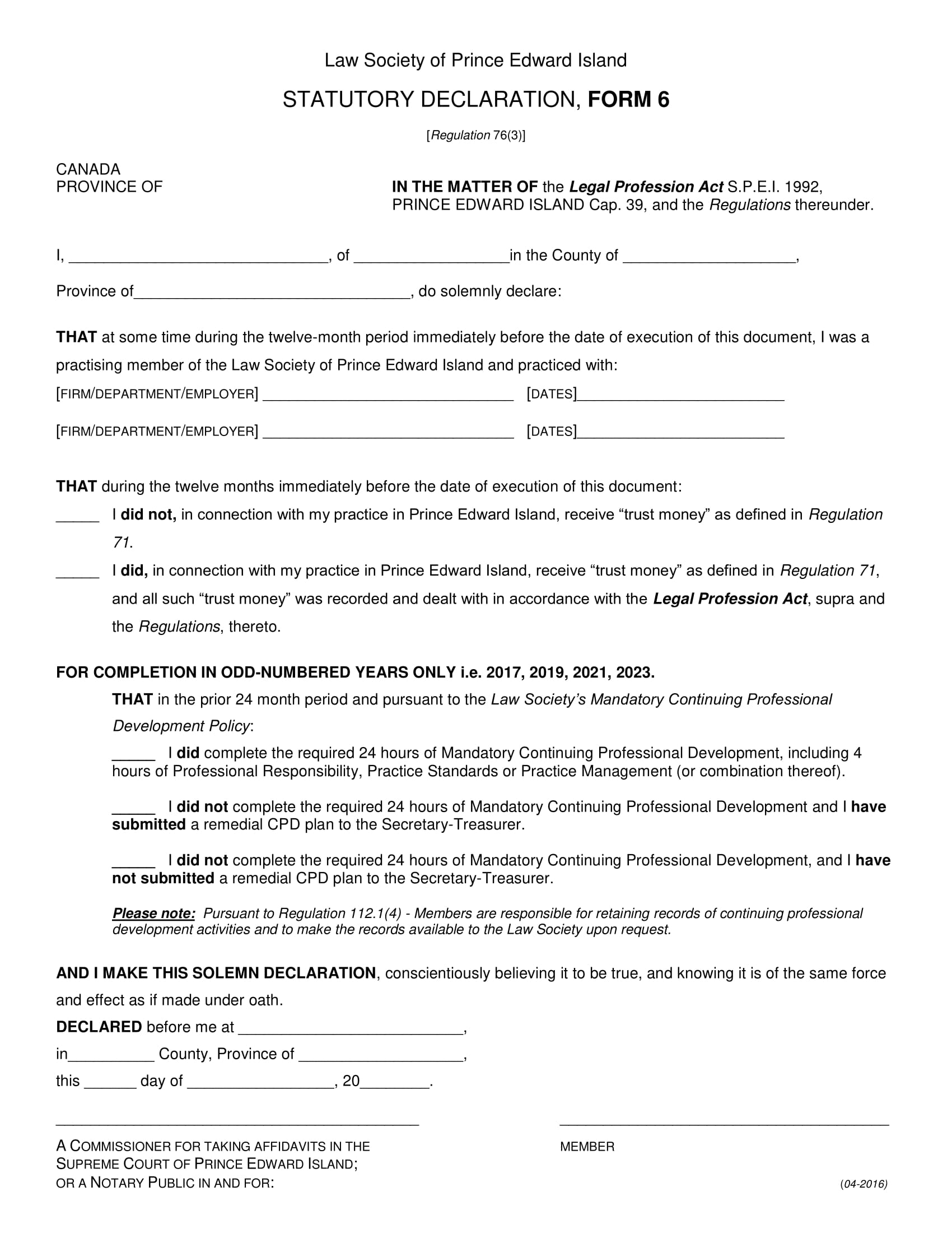 How To Write A Statutory Declaration Example Printable Form