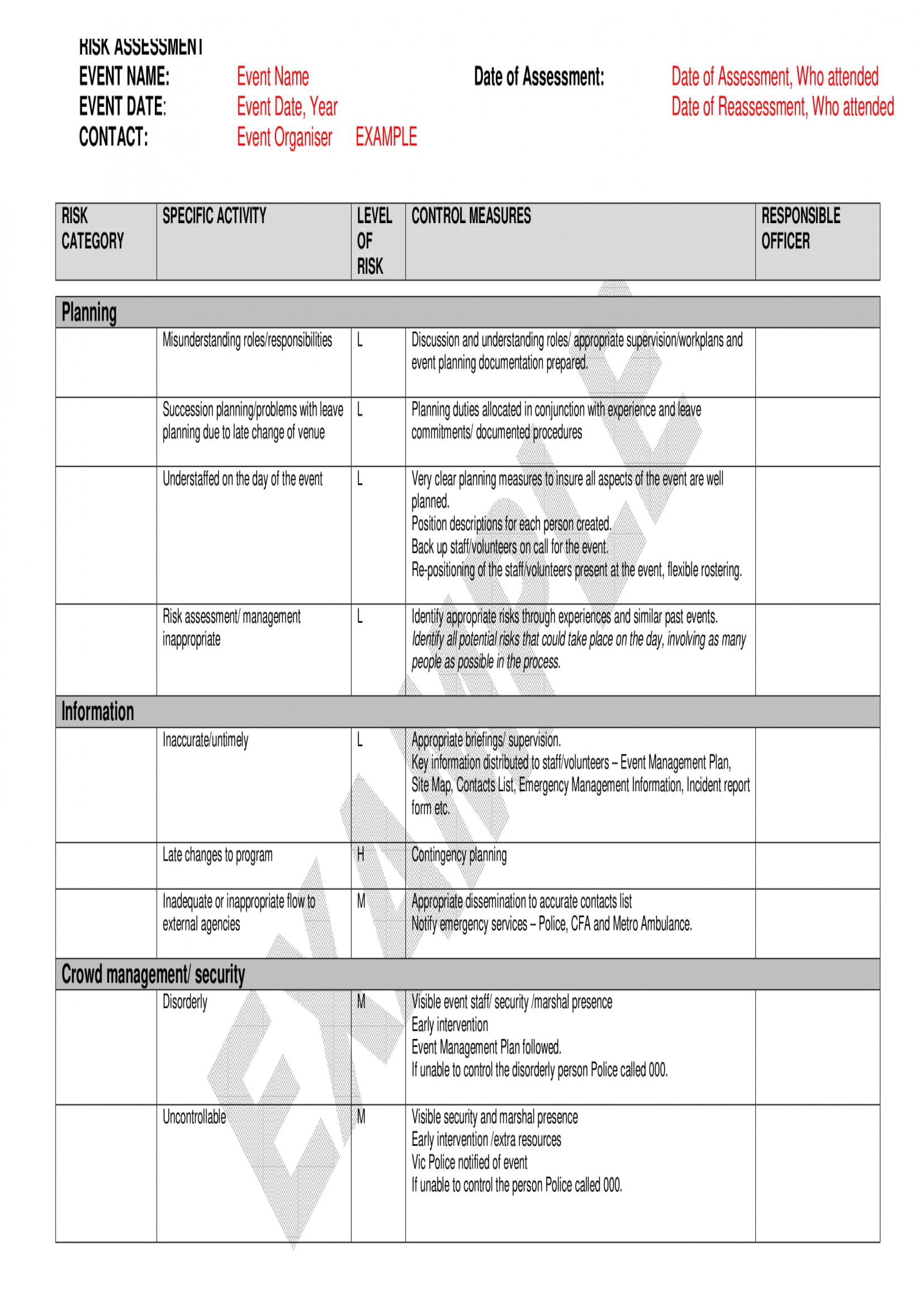 Sample It Risk Assessment Report The Document Template 