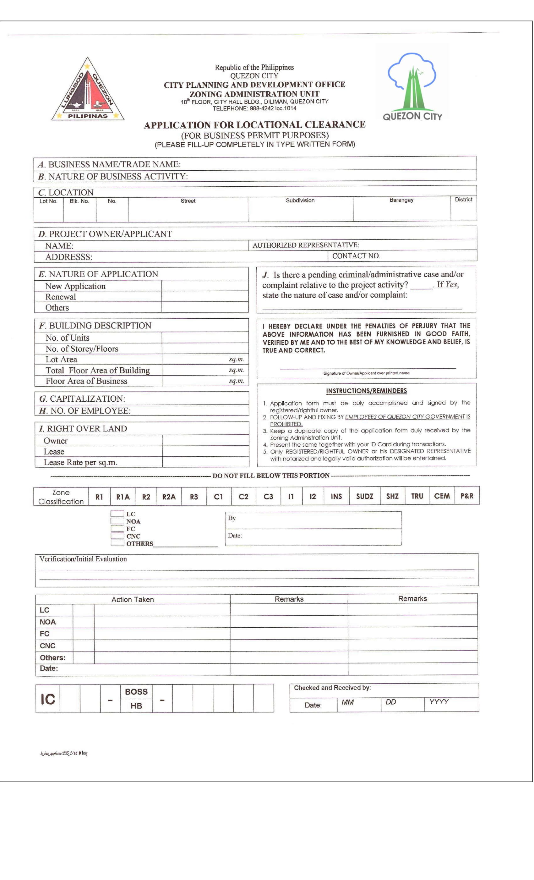 application for locational clearance 1