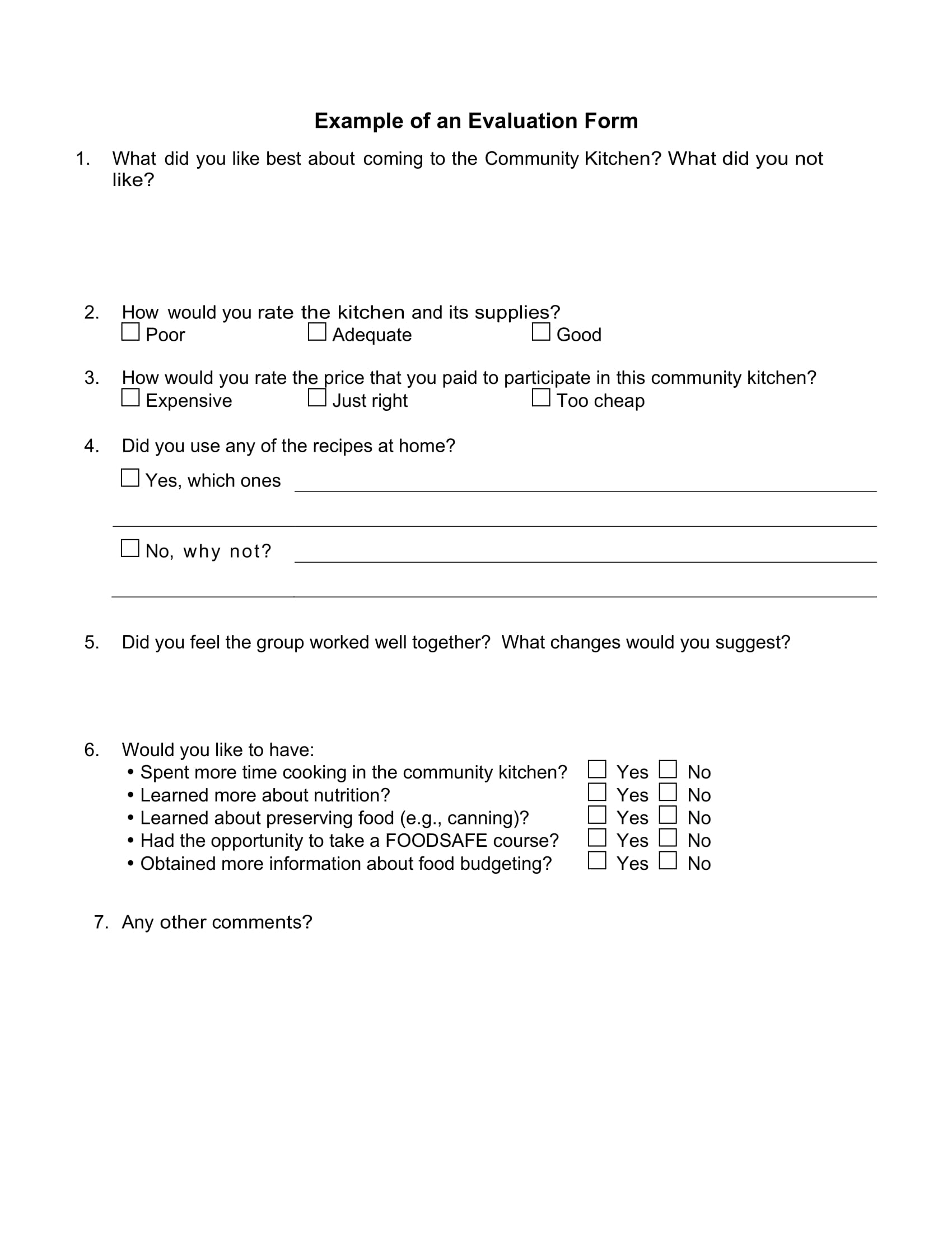 FREE 8+ Kitchen Evaluation Forms in PDF MS Word