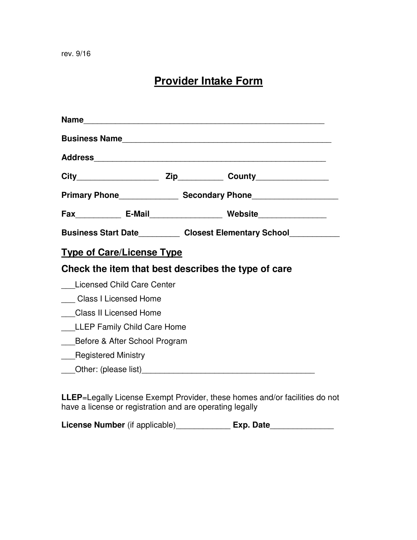 Free 3 Care Provider Intake Forms In Pdf 3979