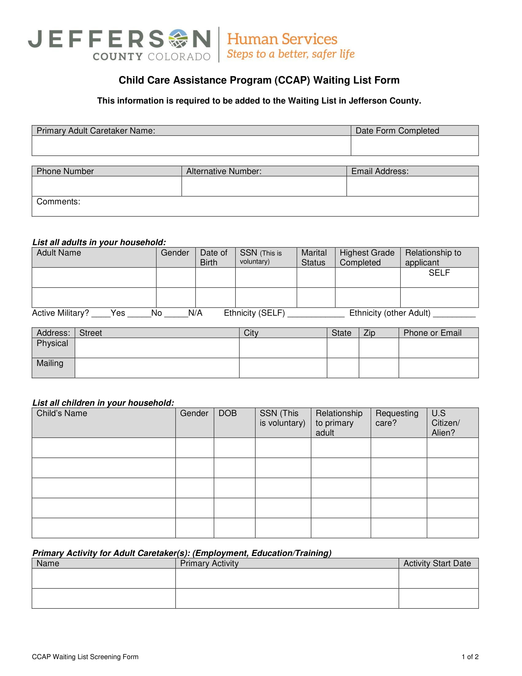 Free 25 Waiting List Forms In Pdf Ms Word Excel Child care waiting list template