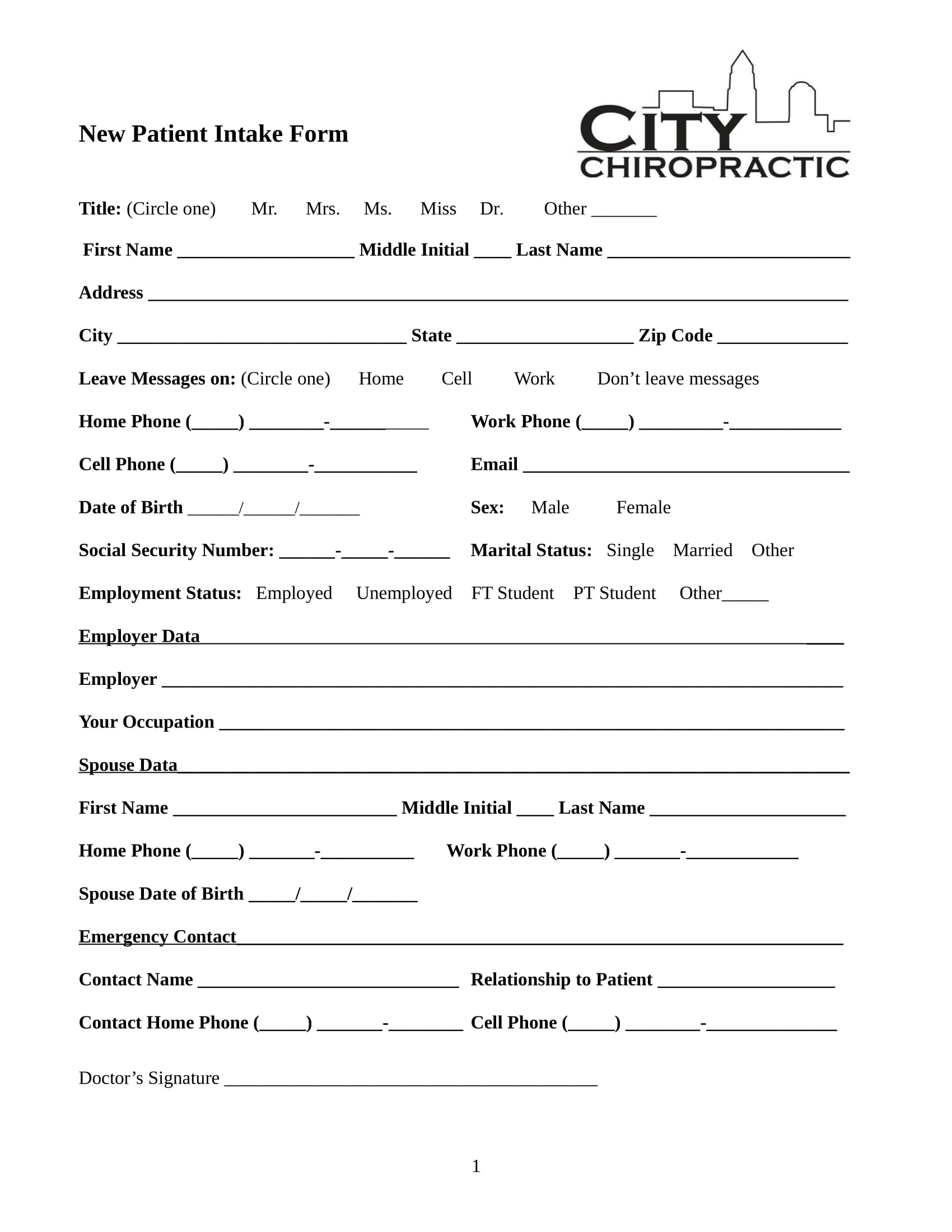FREE 9 Chiropractic Intake Forms In PDF MS Word