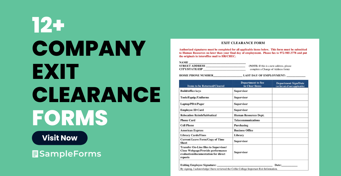 company exit clearance form