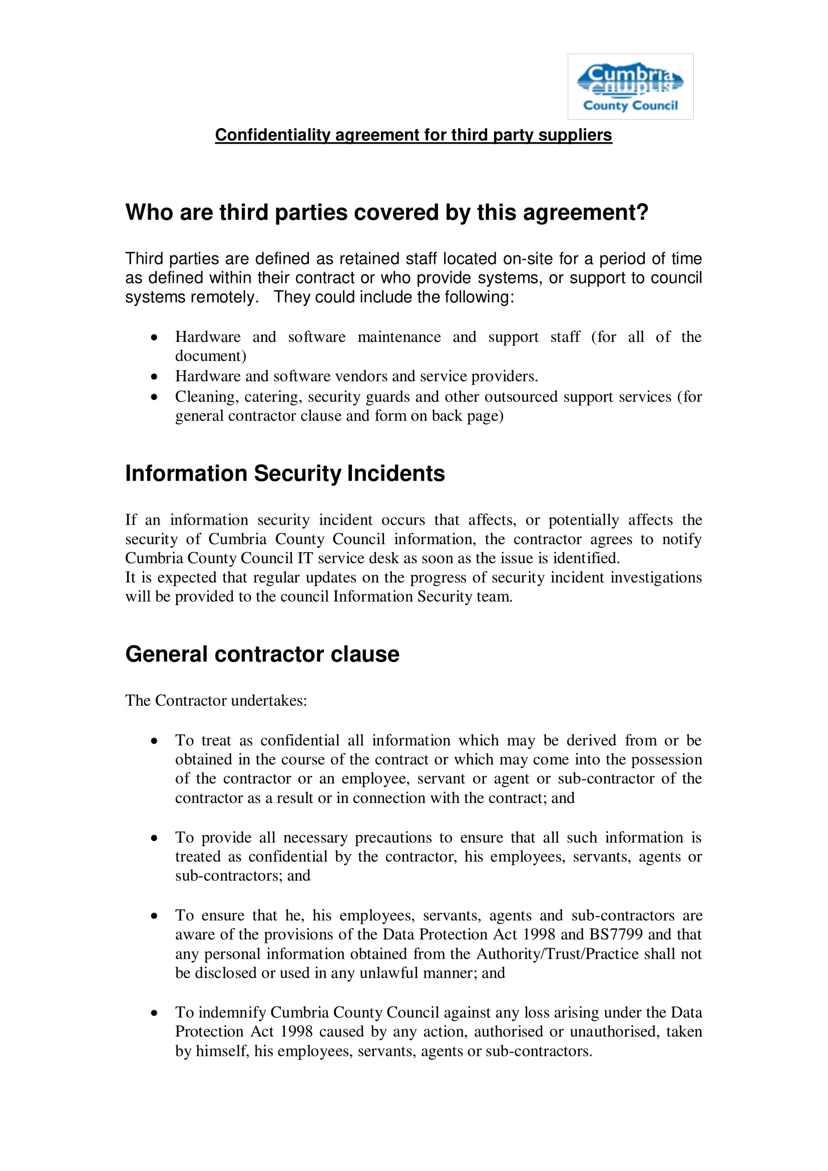 contractor confidentiality agreement form 3