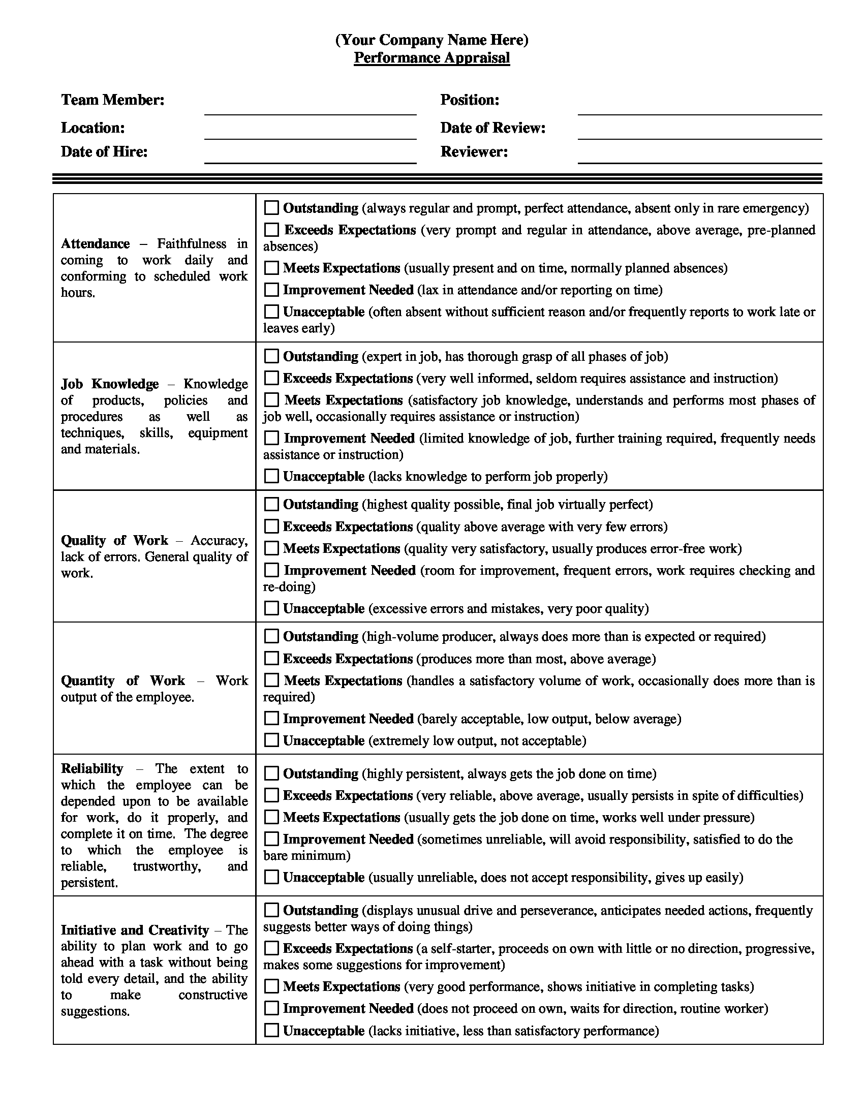 cook performance appraisal form 1