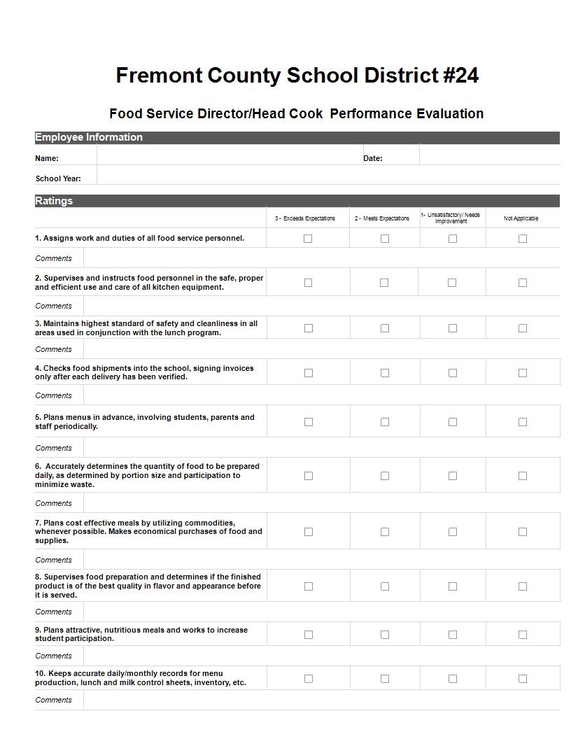 cook performance evaluation form 1