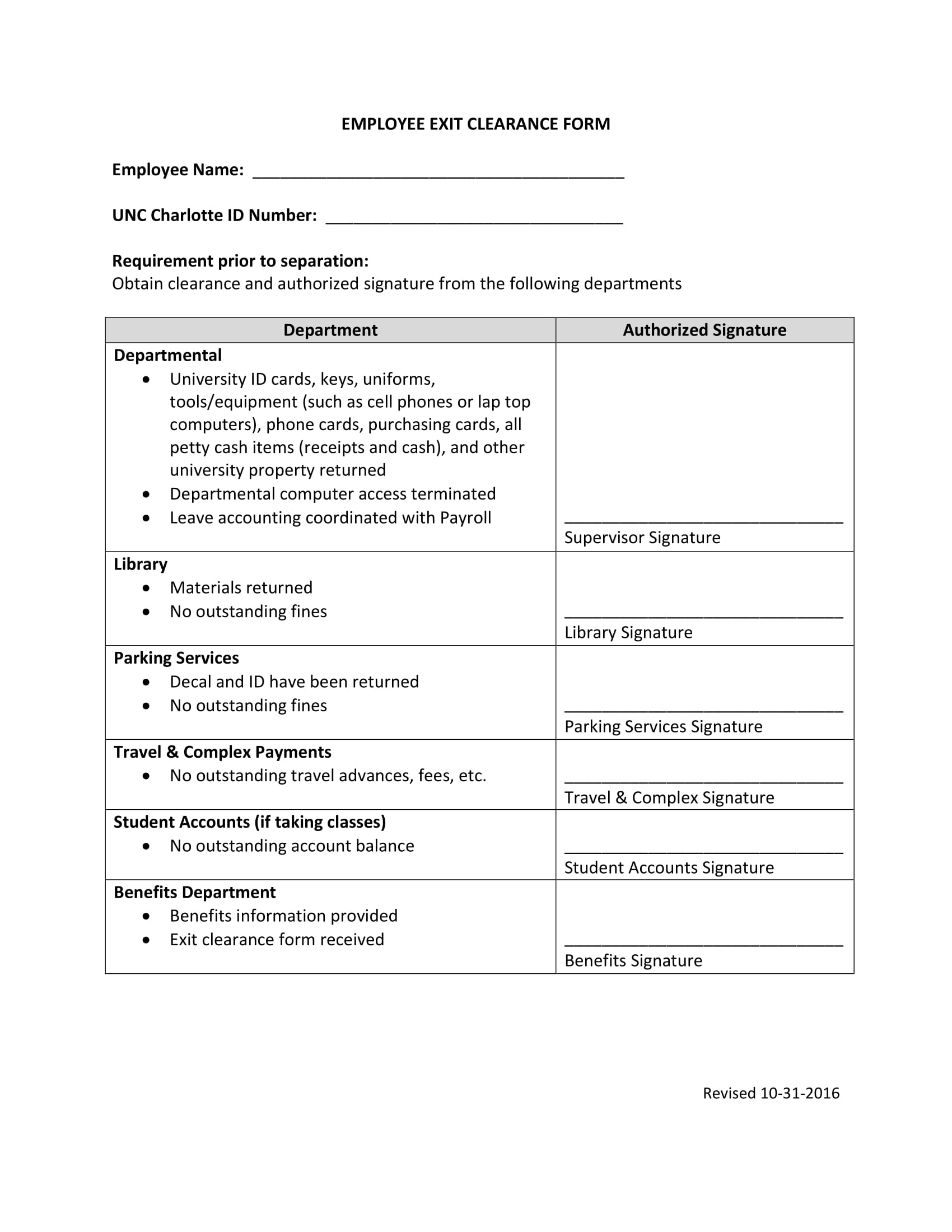 employee exit clearance form 1