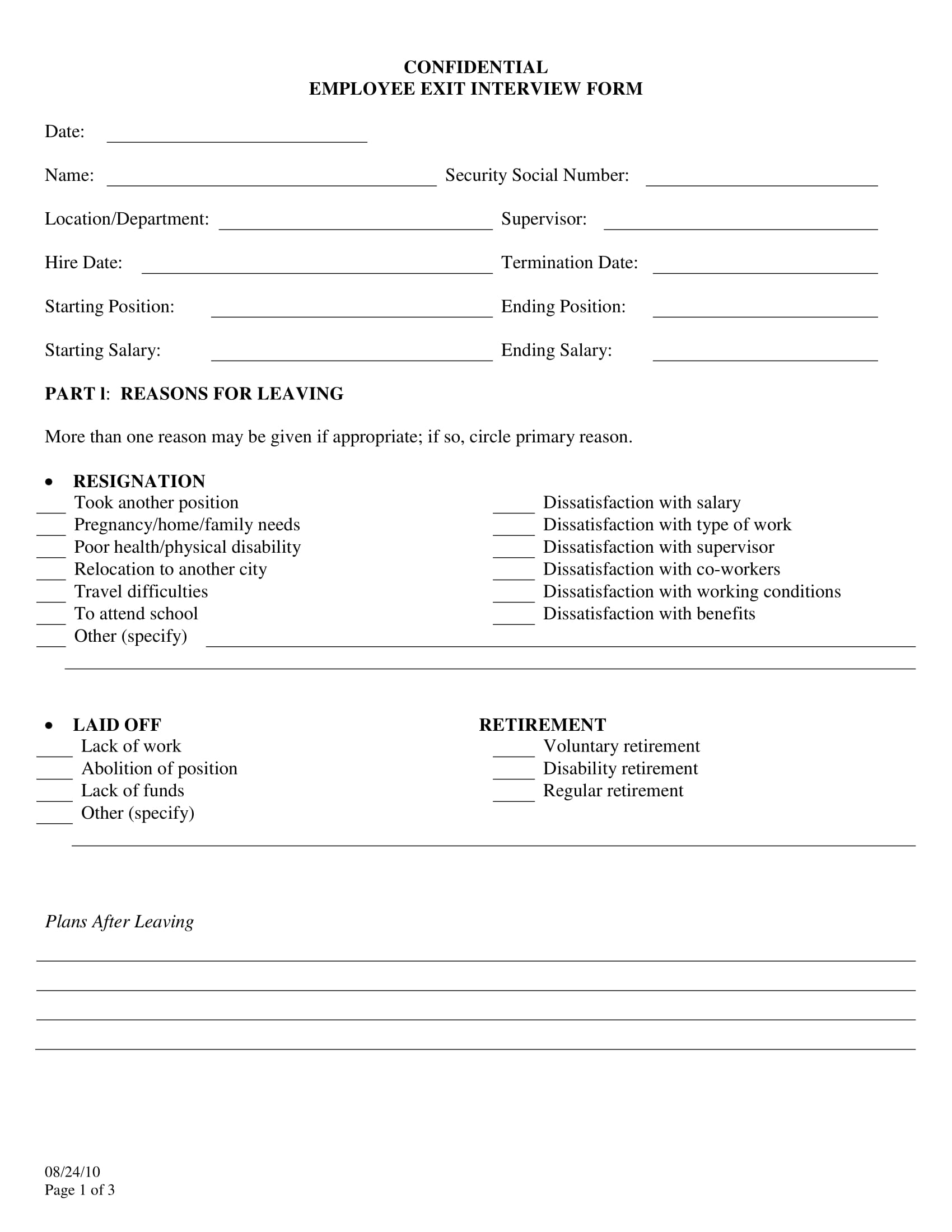 employee exit interview form 1