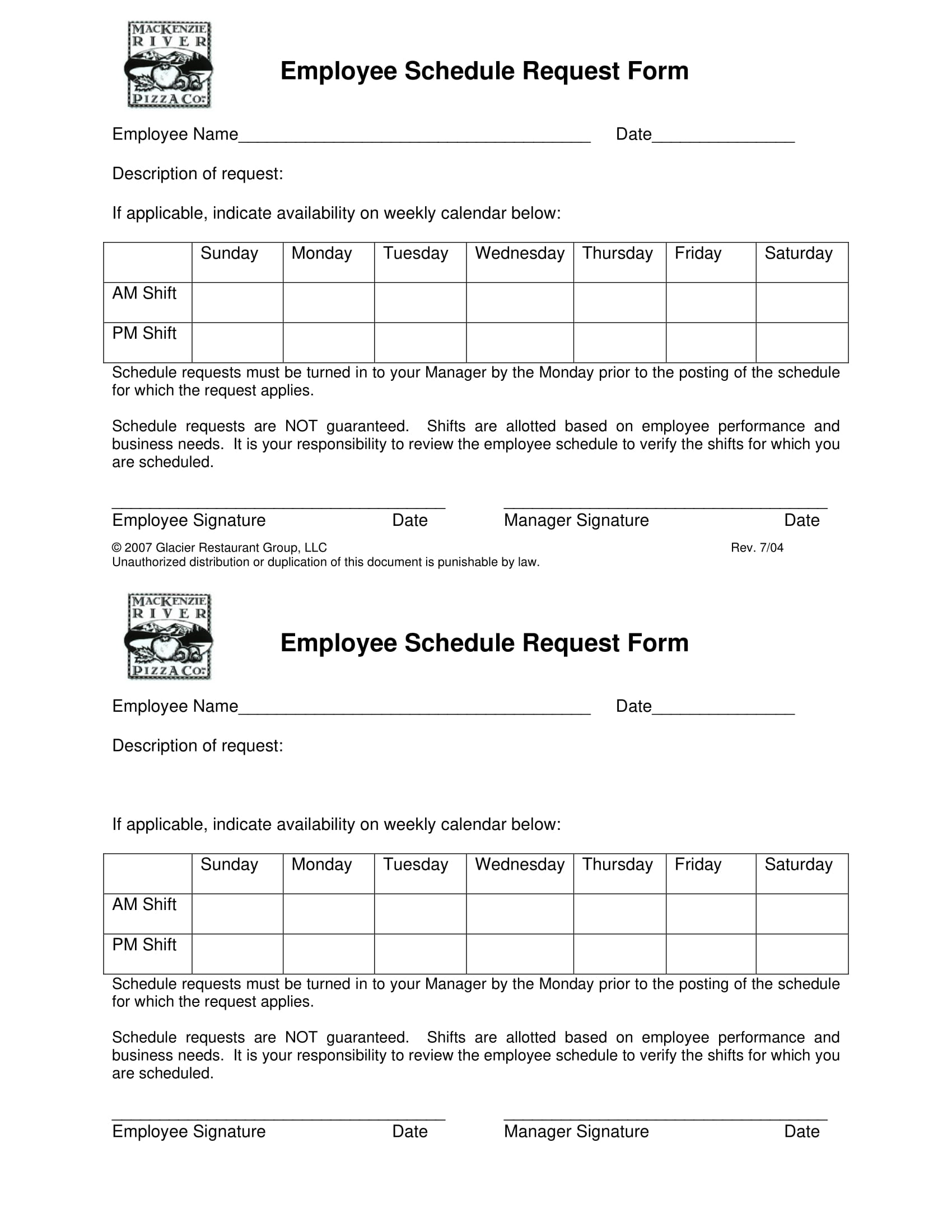 FREE 10+ Restaurant Schedule Form Samples, PDF, MS Word, Google Docs, Excel