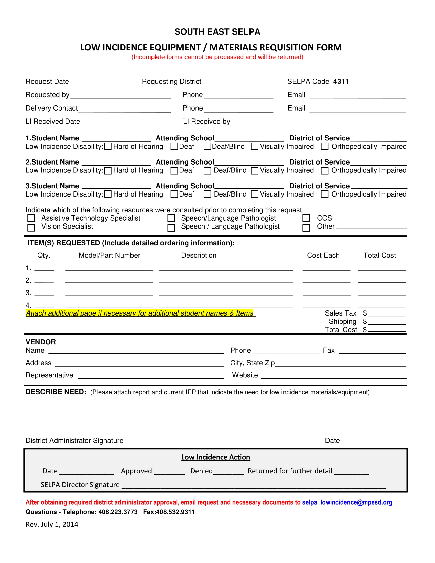 equipment or material requisition form 1