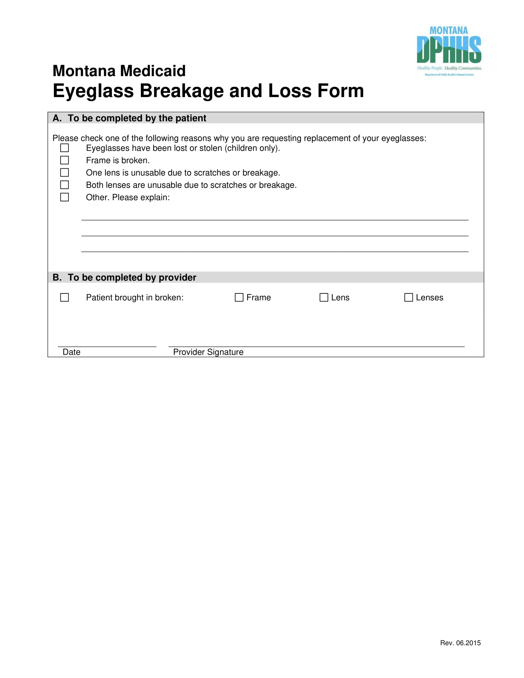 eyeglass breakage and loss form 1