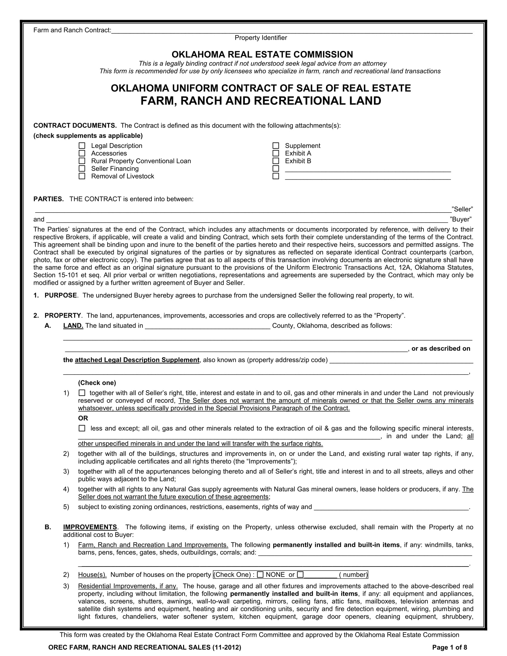 farm sale contract form 1