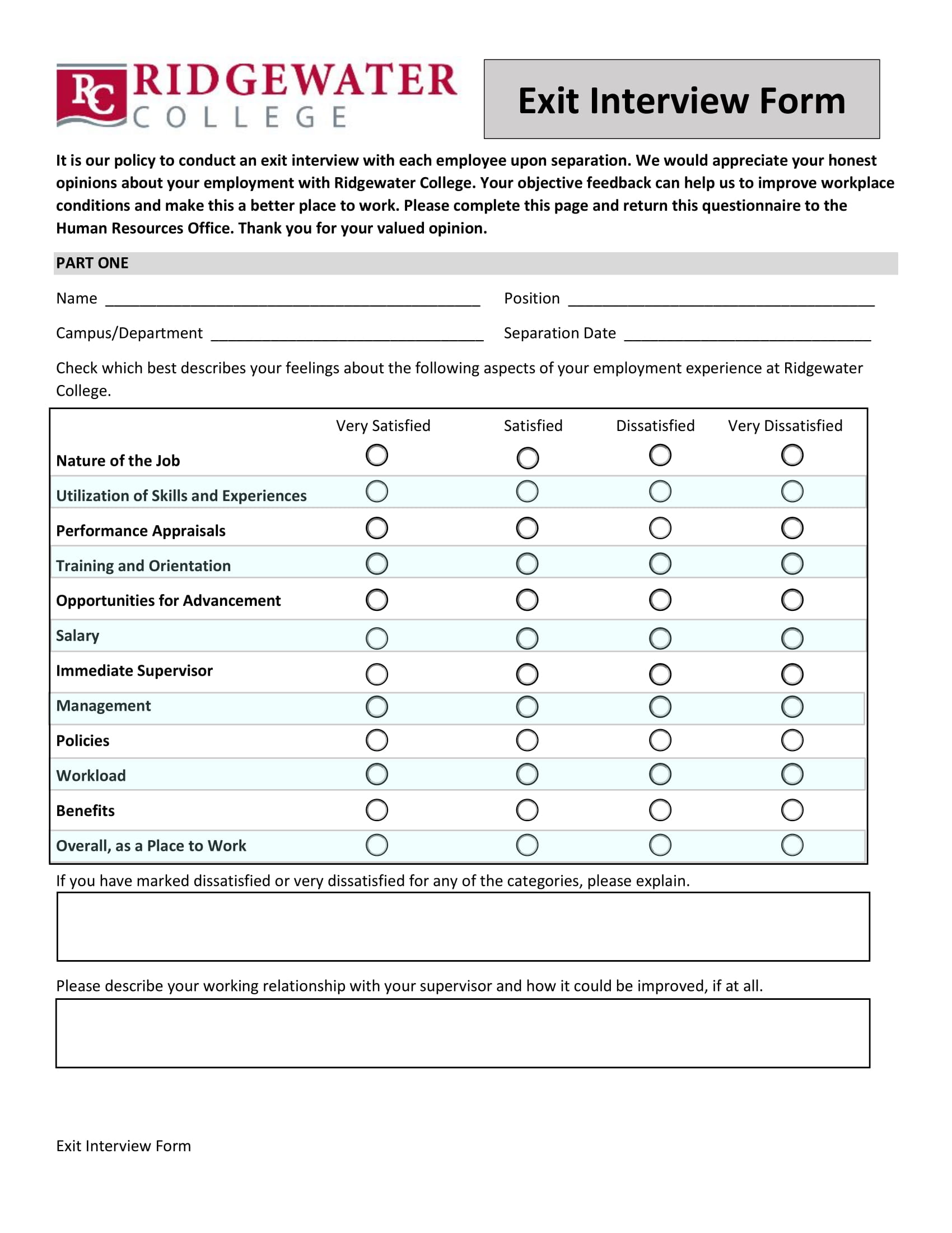 fillable exit interview form 1