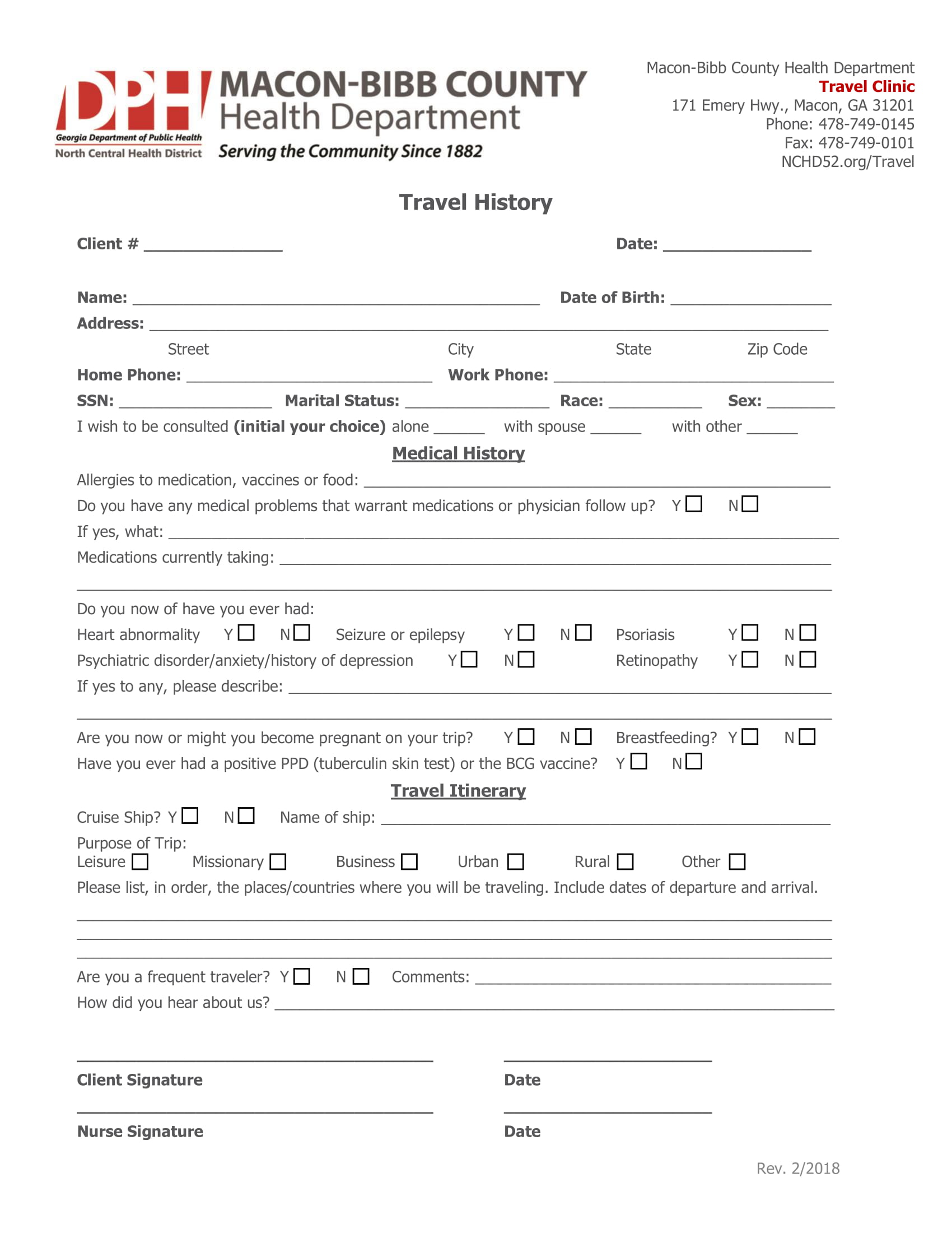fillable travel history form 1