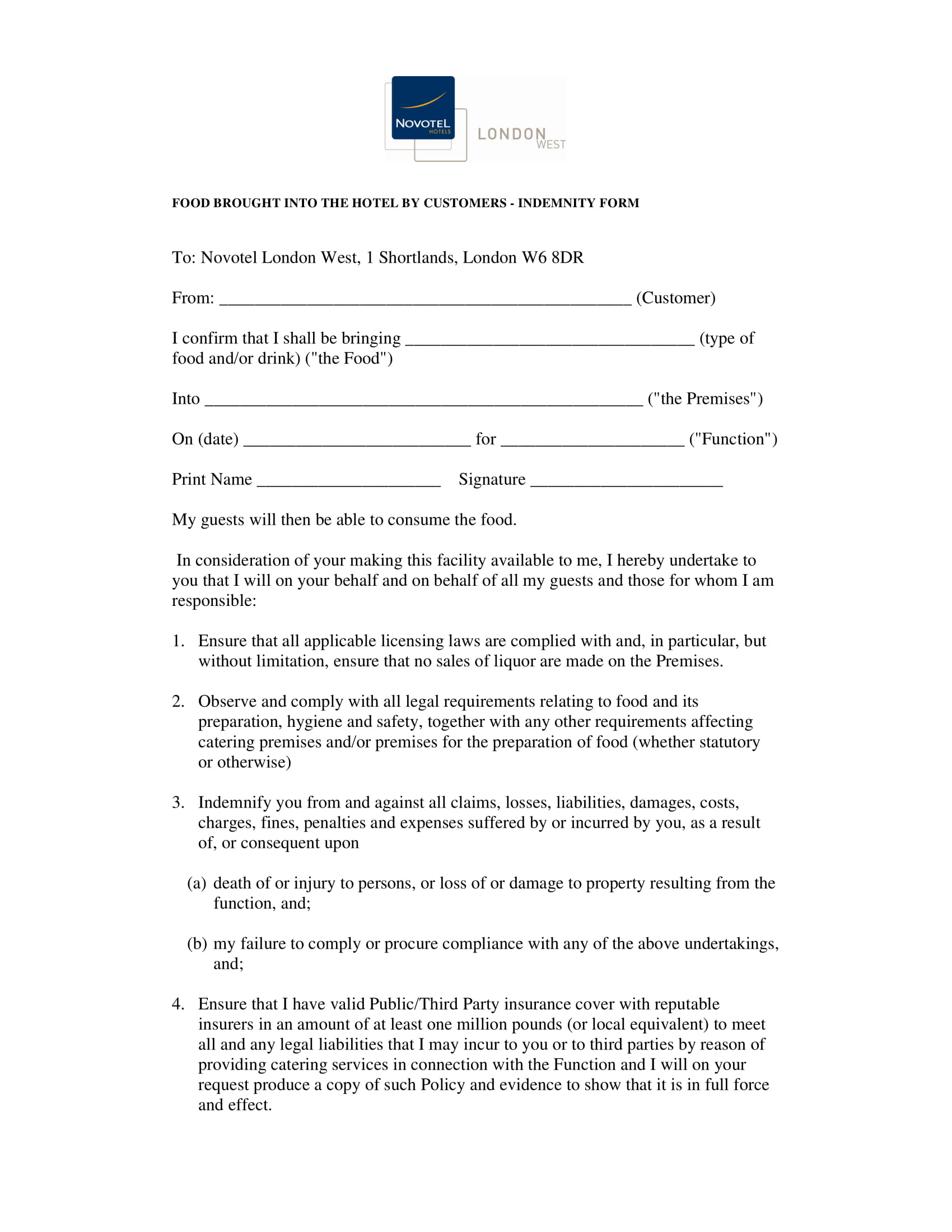 food disclaimer form in pdf 1