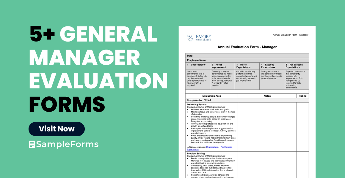 general manager evaluation form