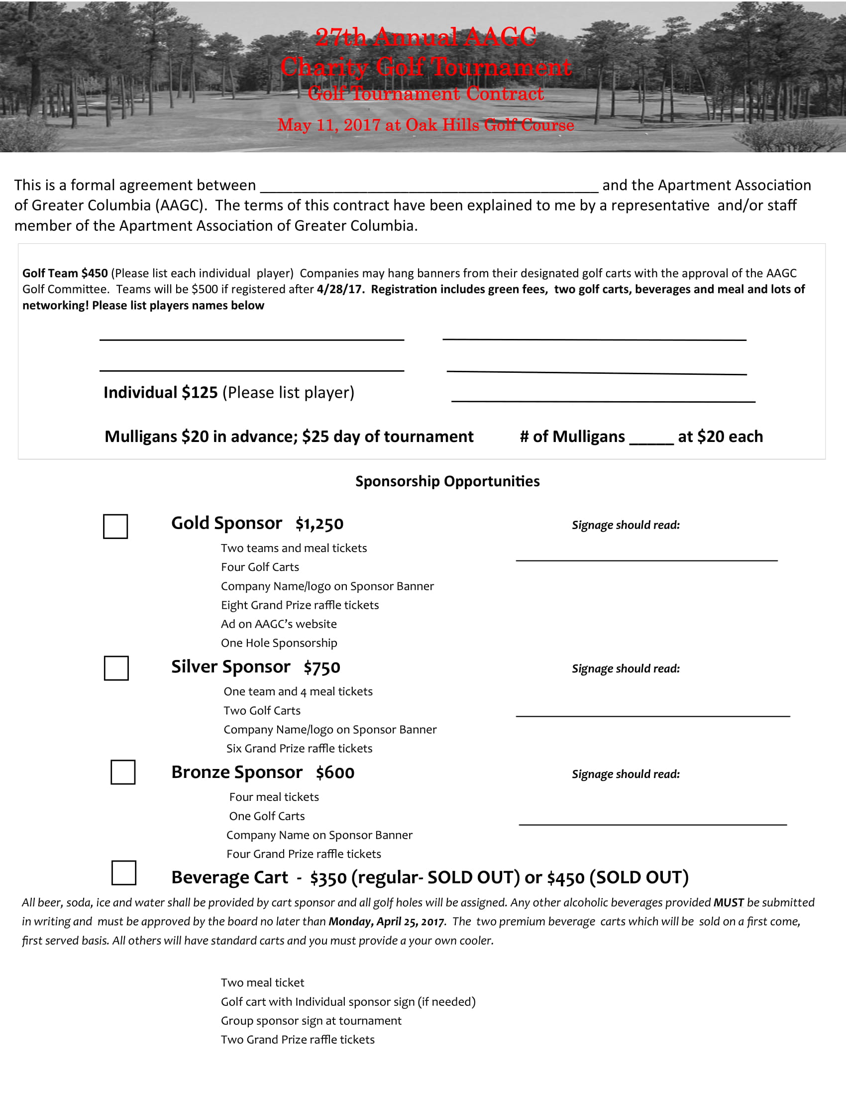 golf charity tournament contract form 1