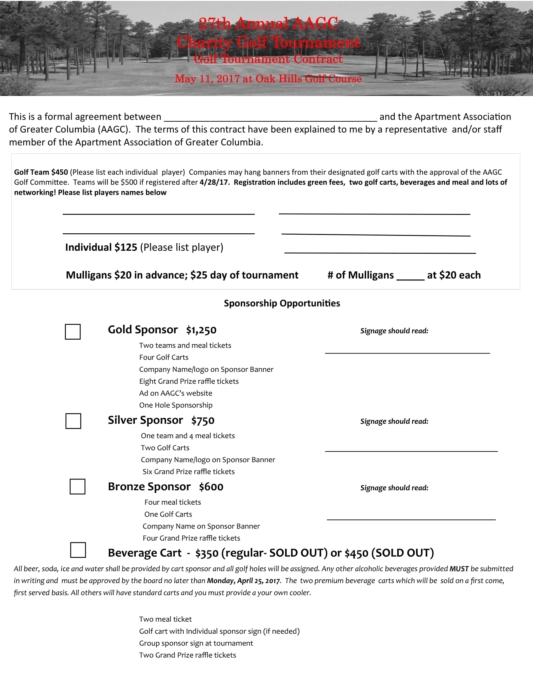 Golf Tournament Sponsorship Agreement Template
