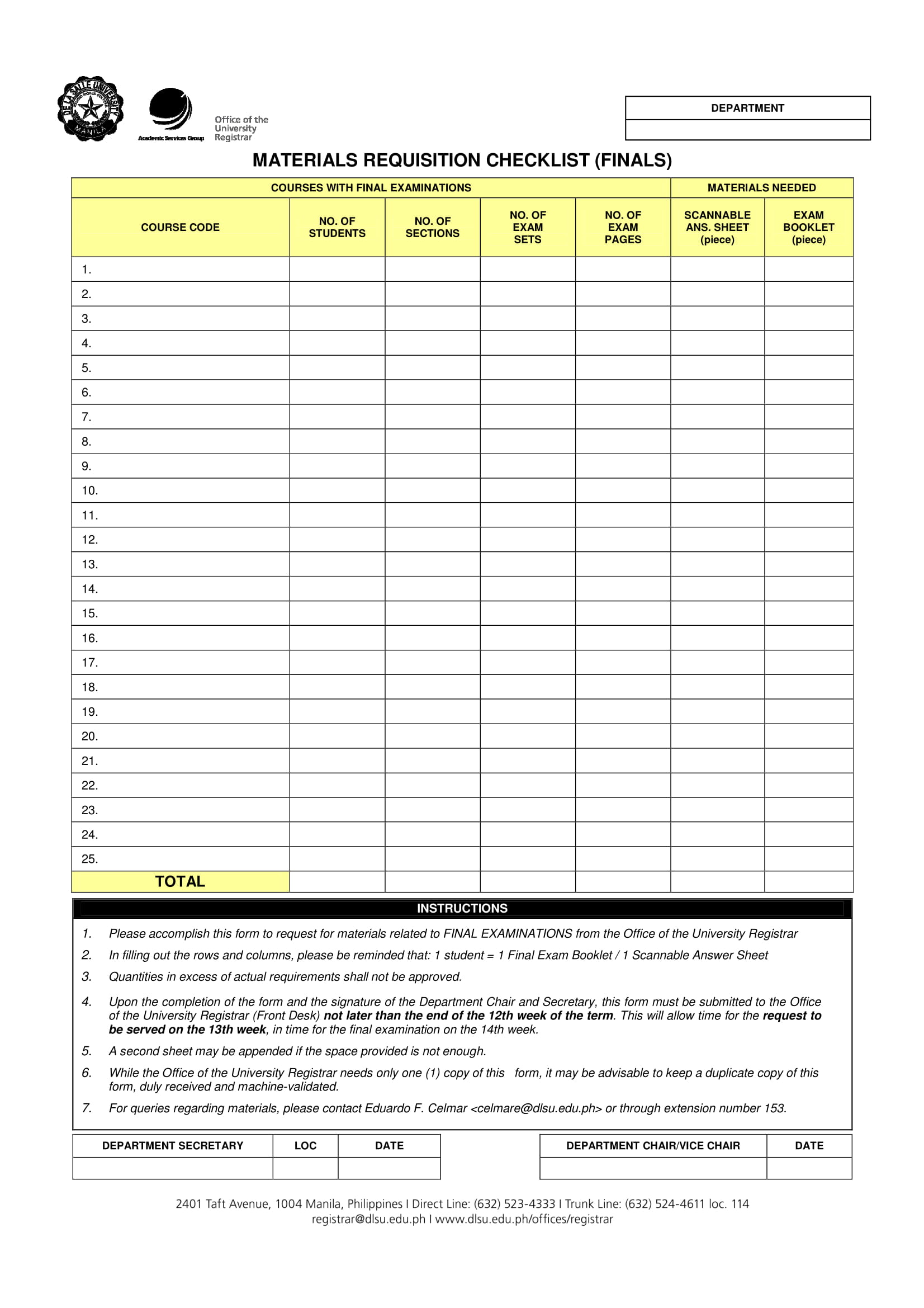 materials requisition checklist 1