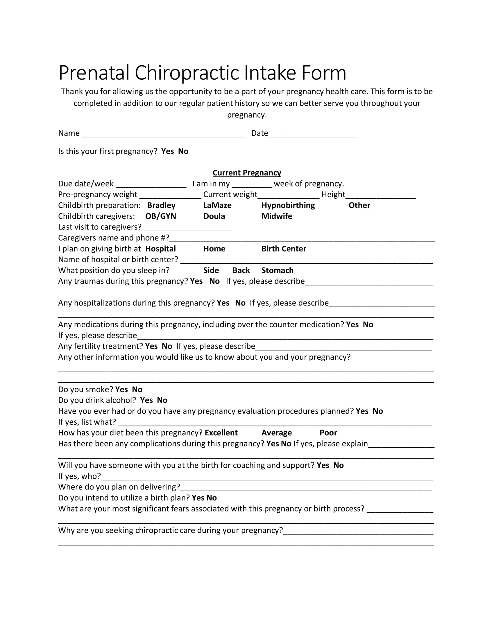 Free 9 Chiropractic Intake Forms In Pdf Ms Word 6341