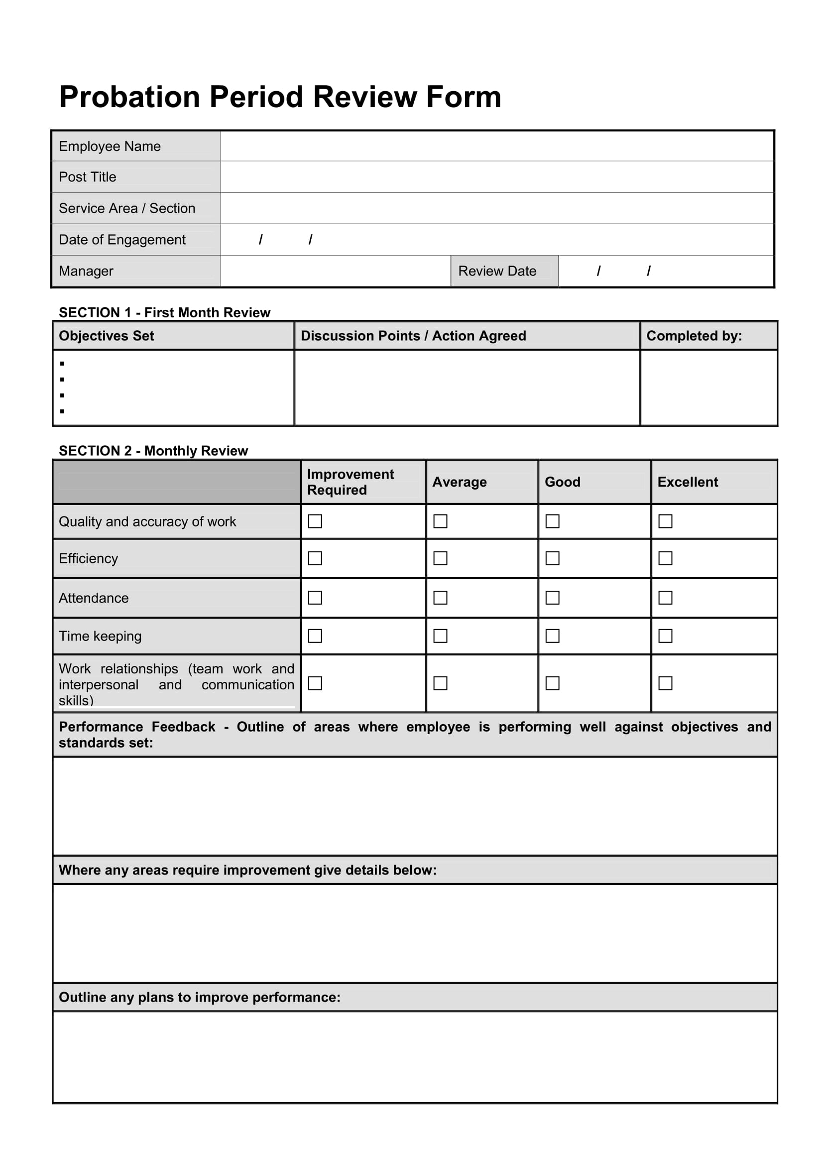 probation period review form 1