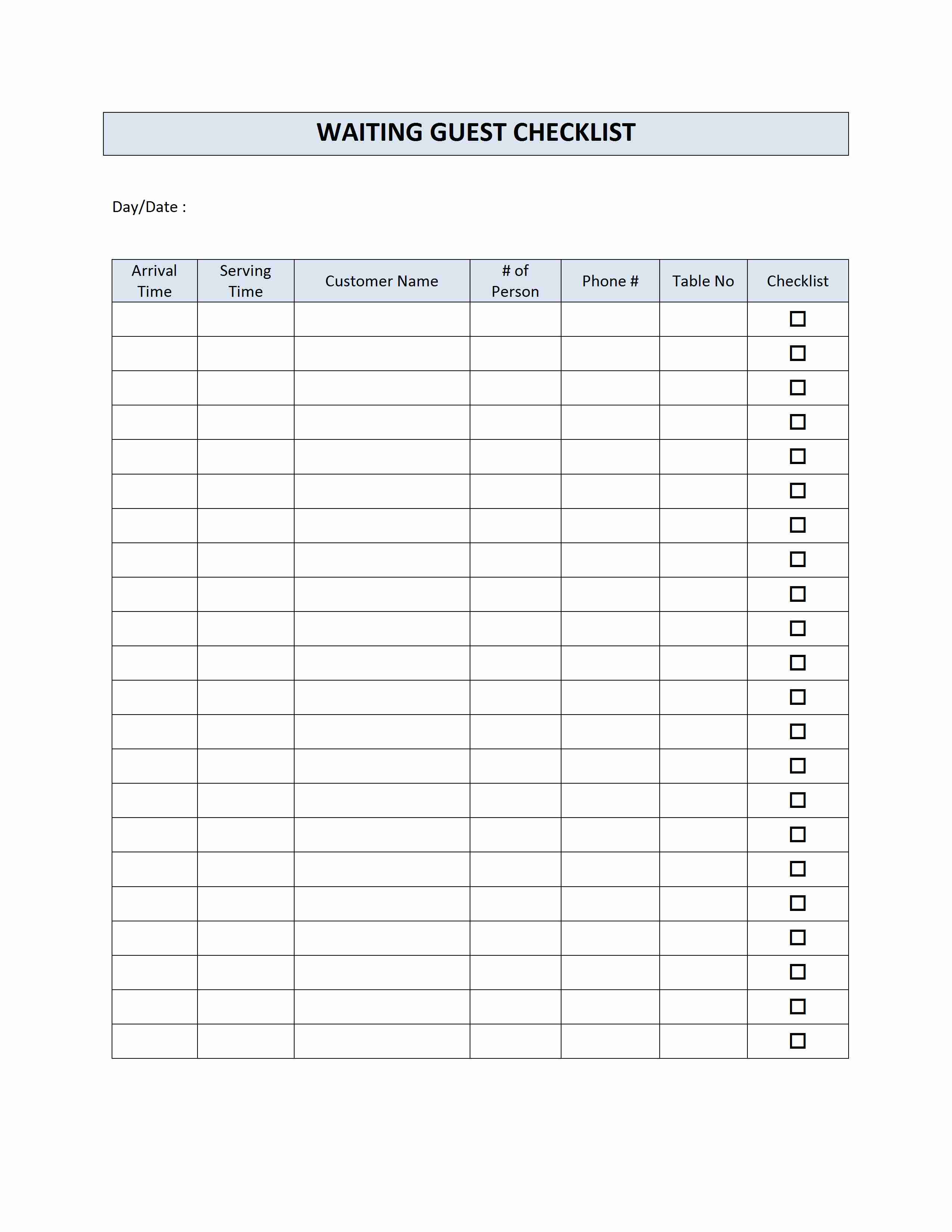 FREE 25+ Waiting List Forms in PDF MS Word Excel