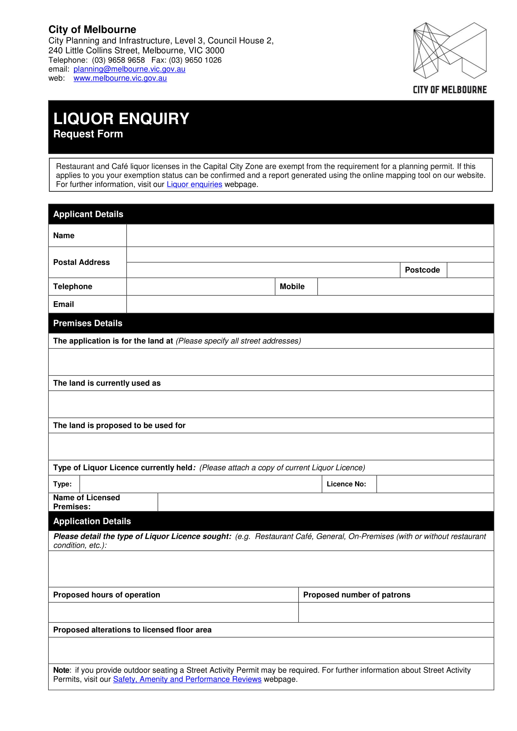 restaurant liquor enquiry request form 1