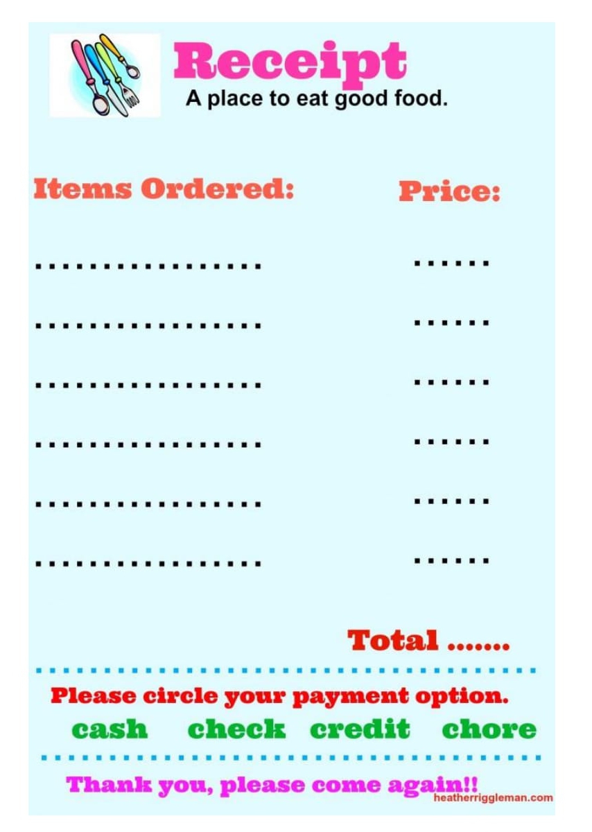 restaurant order receipt form 1