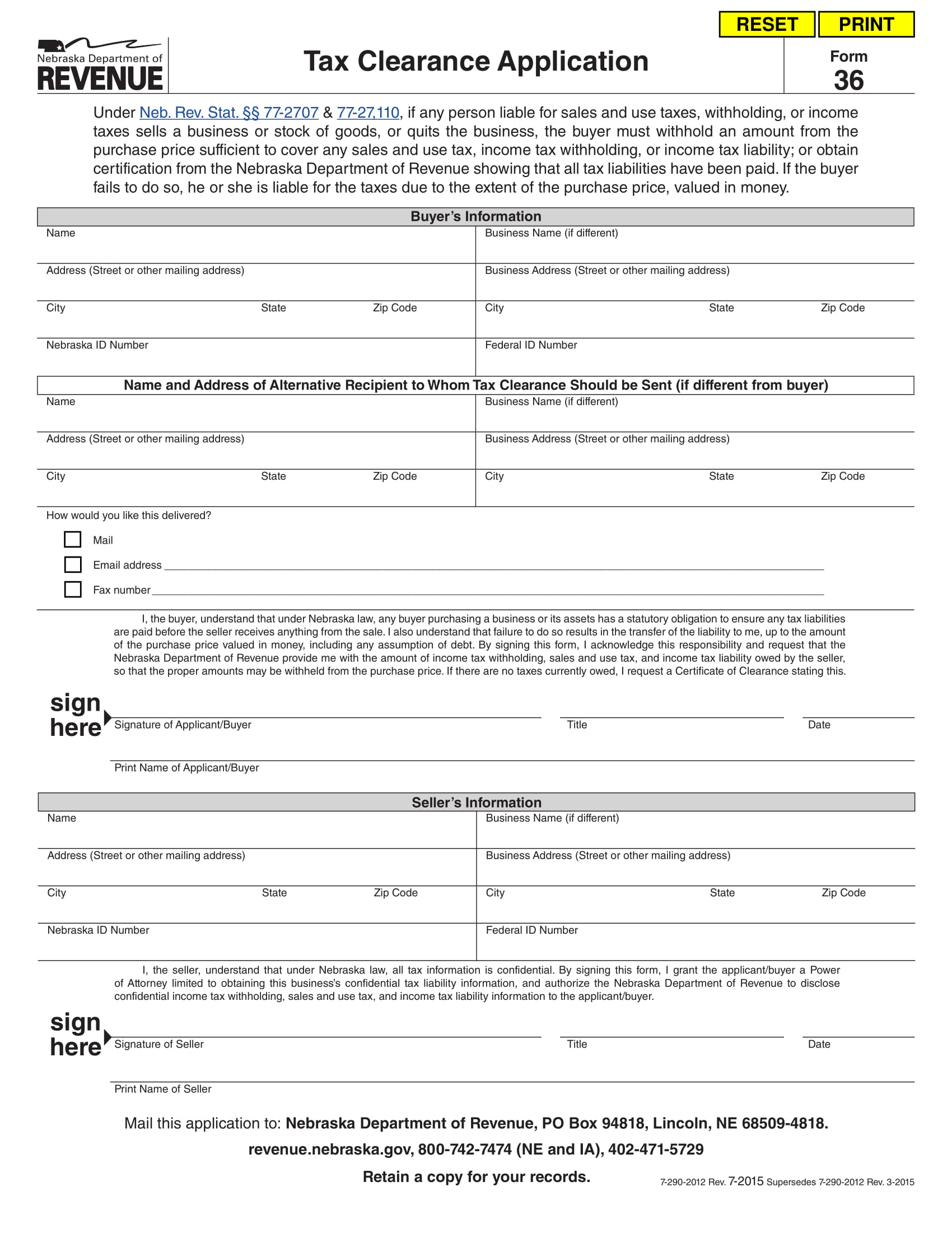 tax clearance application form 1