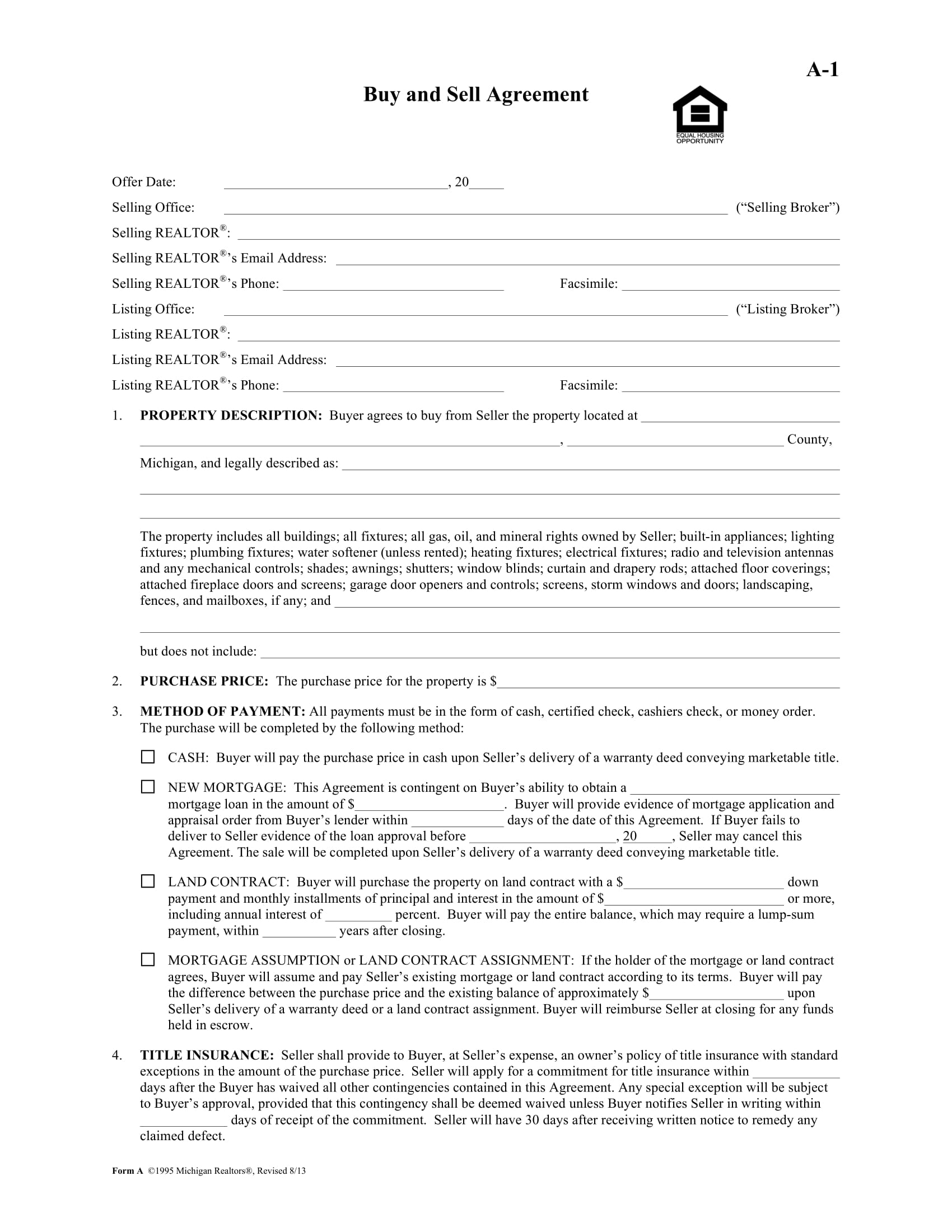 buy and sell agreement contract sample 1