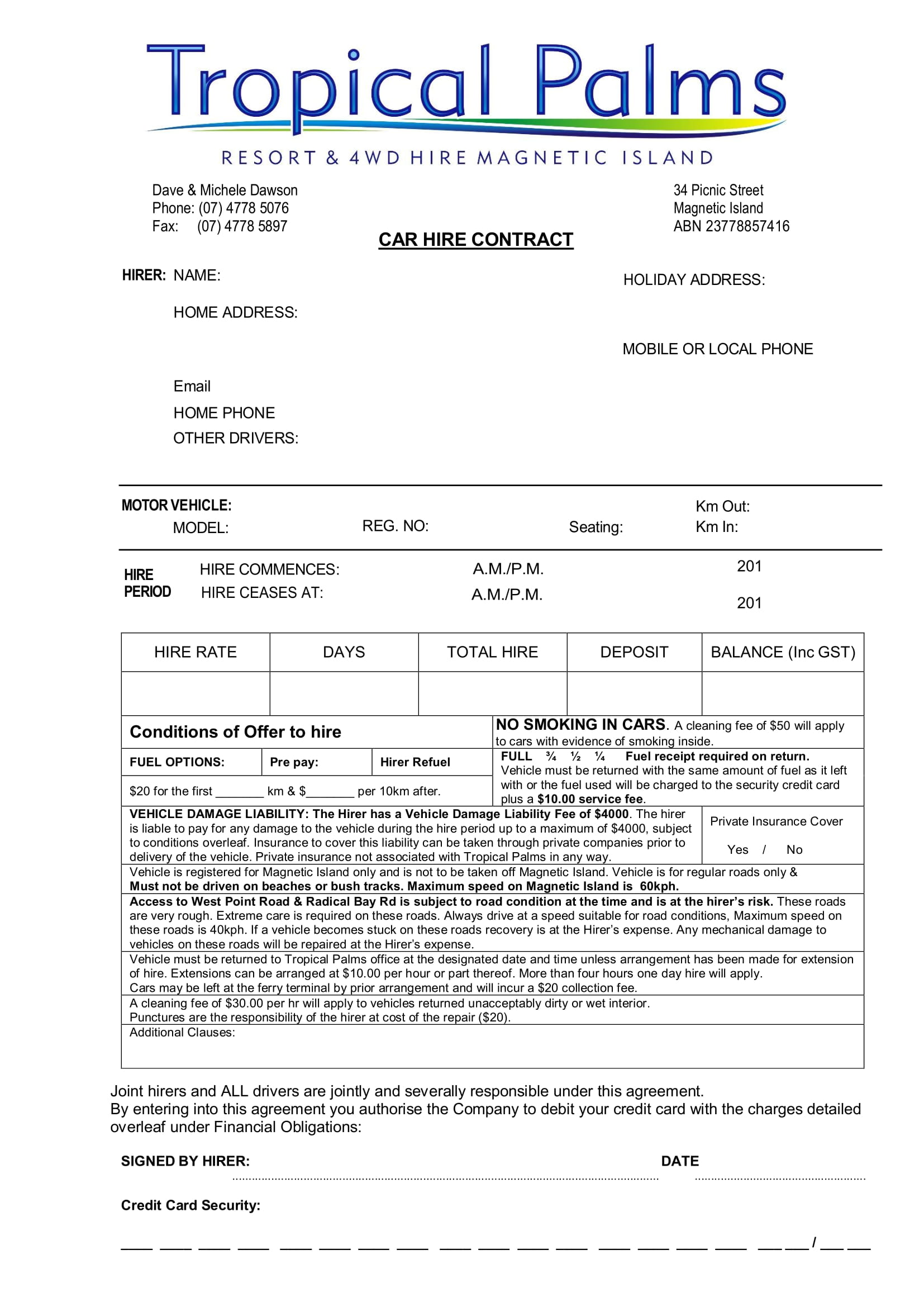 car hire contract form 1