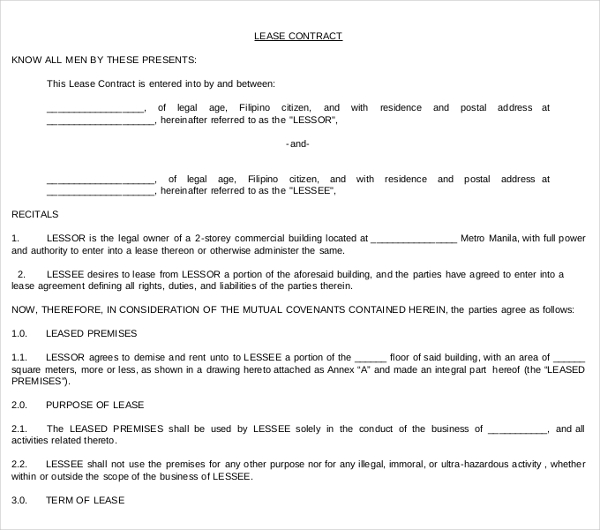 FREE 7+ Commercial Lease Contract Forms in PDF | MS Word