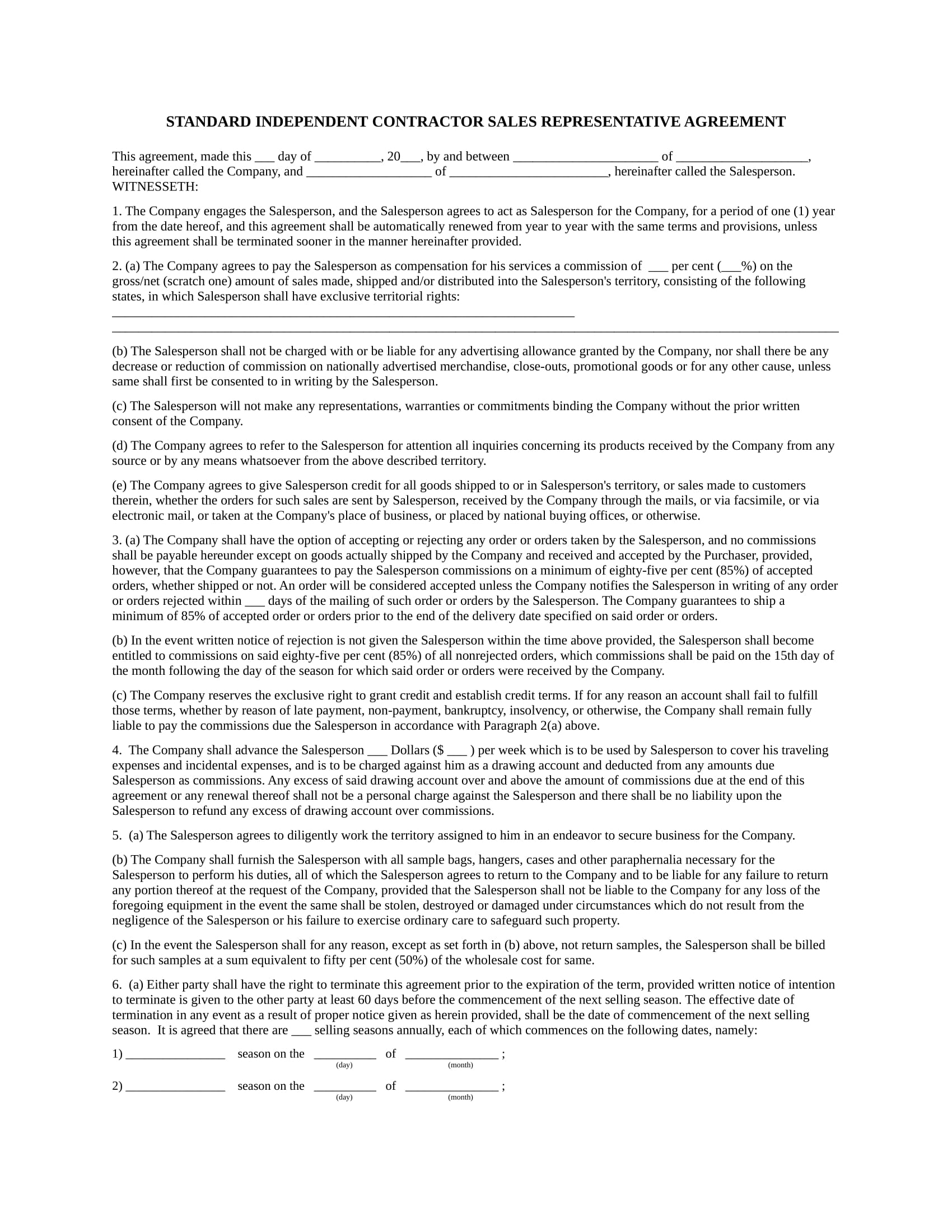 FREE 3+ Salesperson Agreement Contract Forms in PDF MS Word