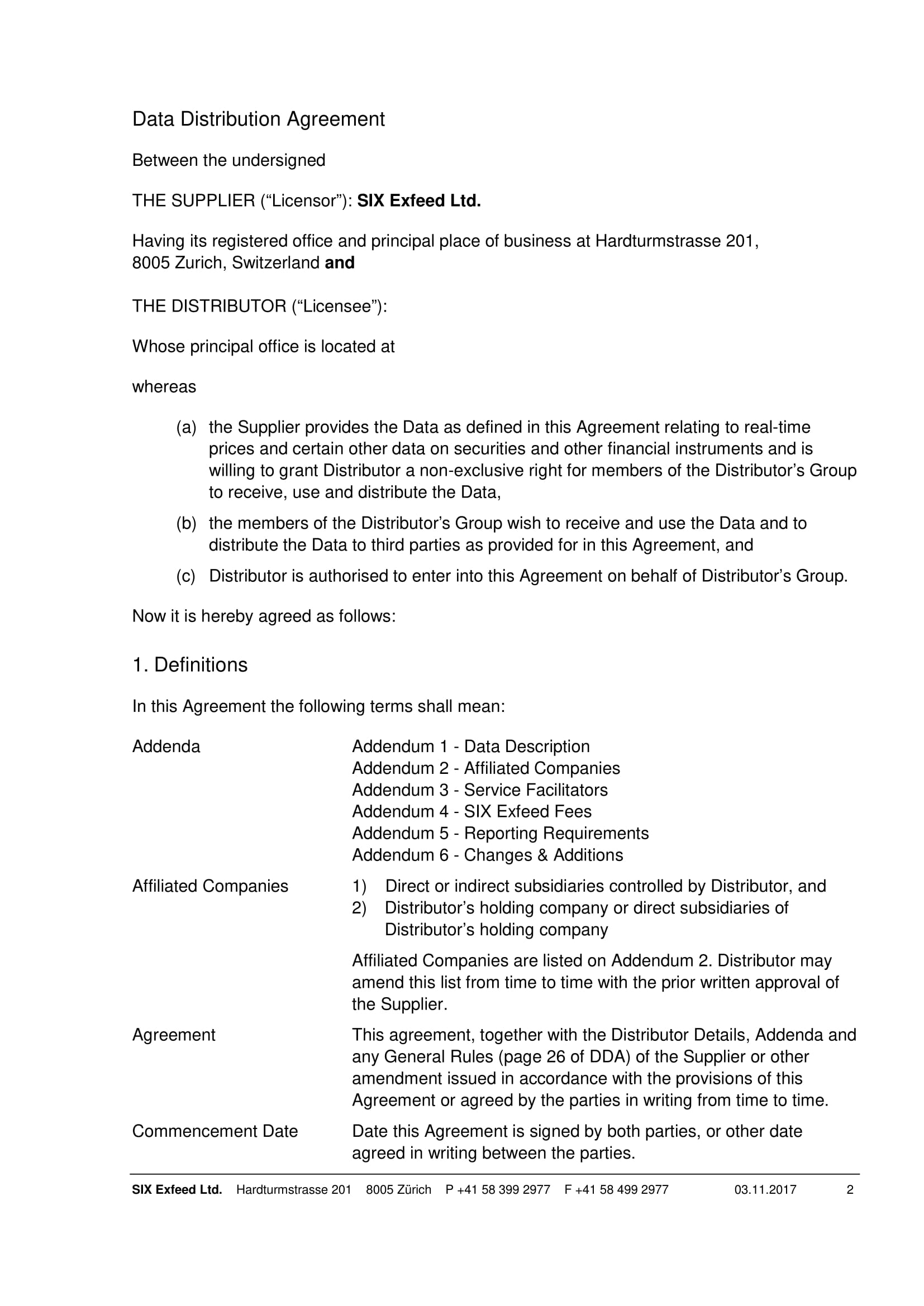 data distribution agreement contract form 04