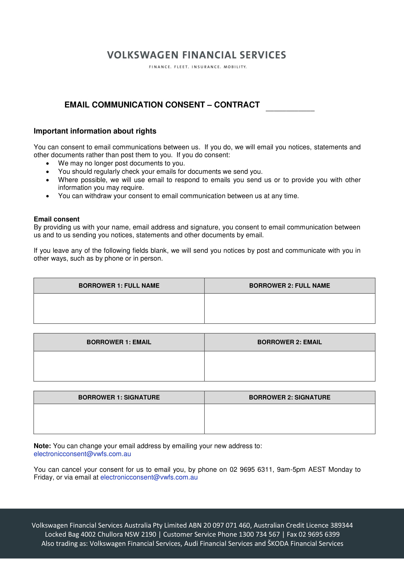 email communication consent contract form 1