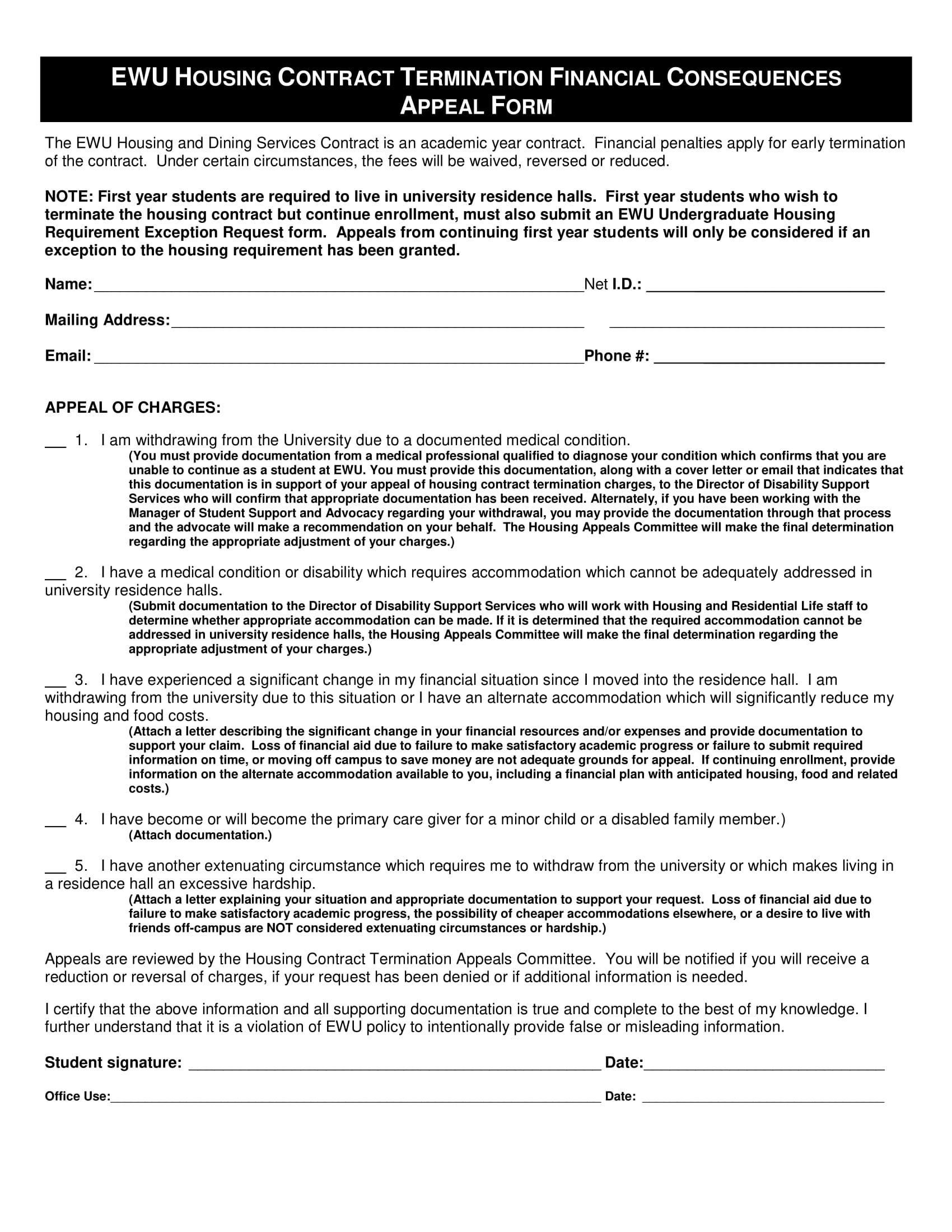 housing contract appeal form sample 1