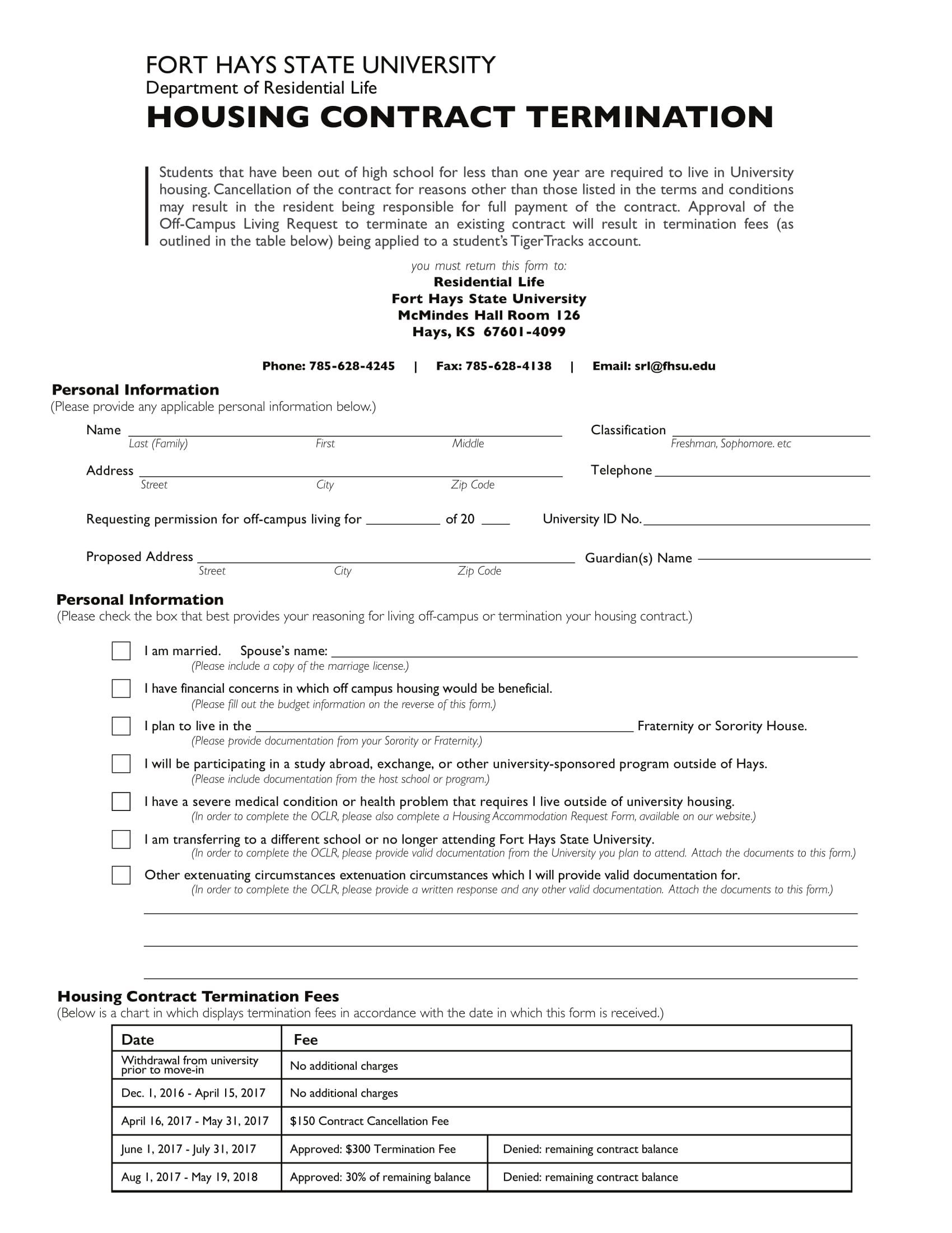 housing contract termination form 1