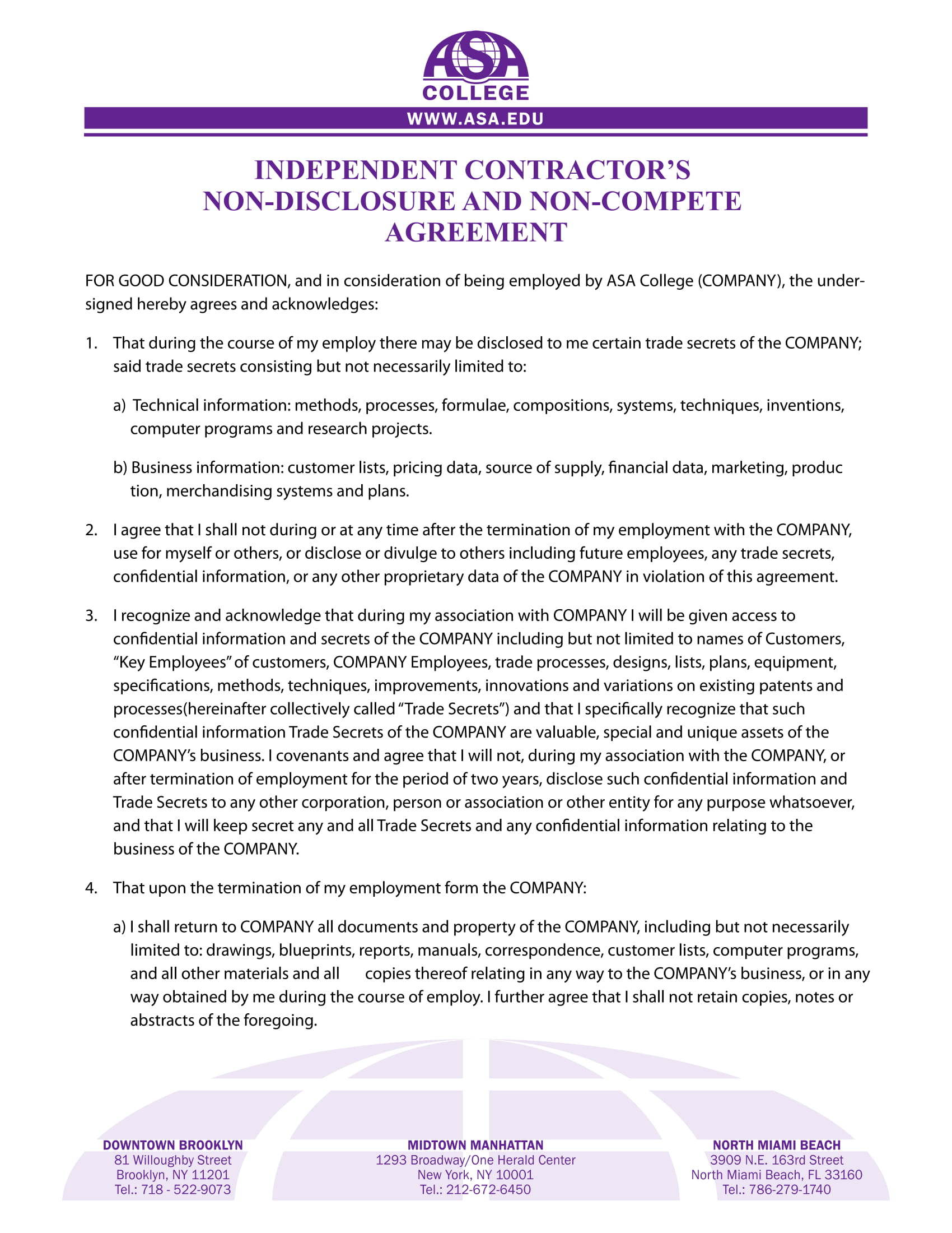 FREE 8 Non Competition Agreement Contract Forms In PDF MS Word