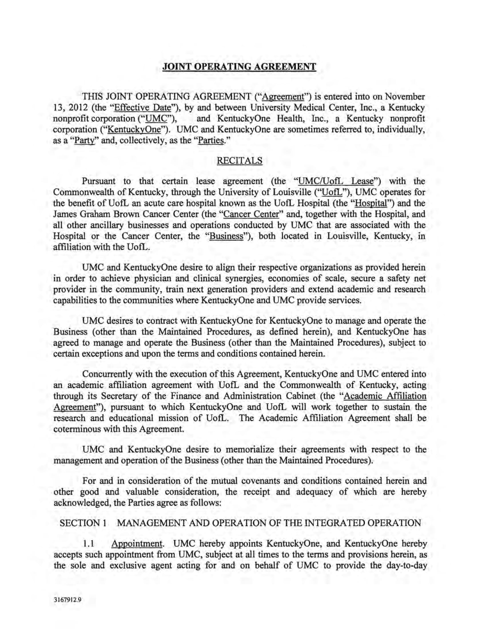 joint operating agreement contract form template 01