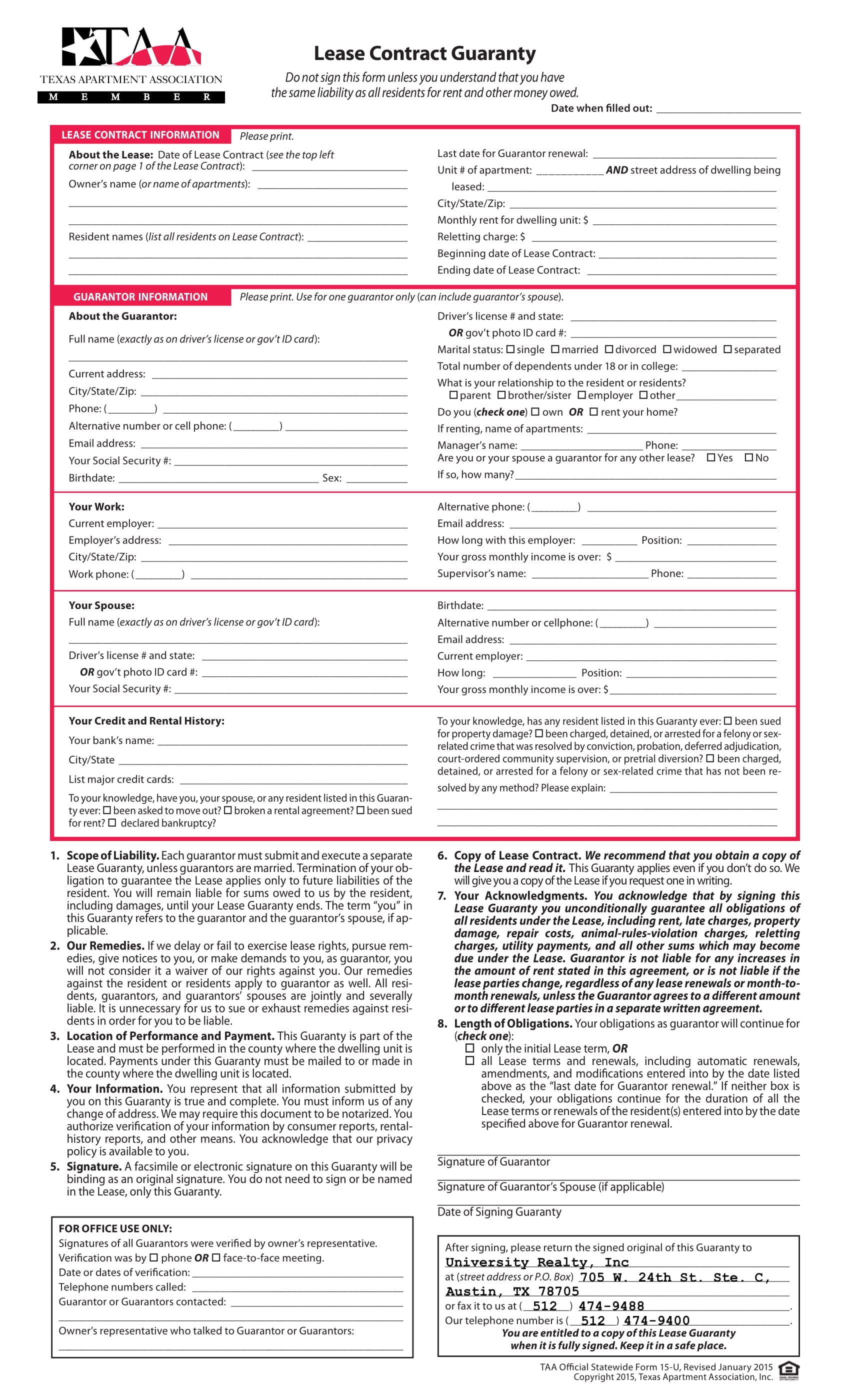 lease contract guaranty form 1