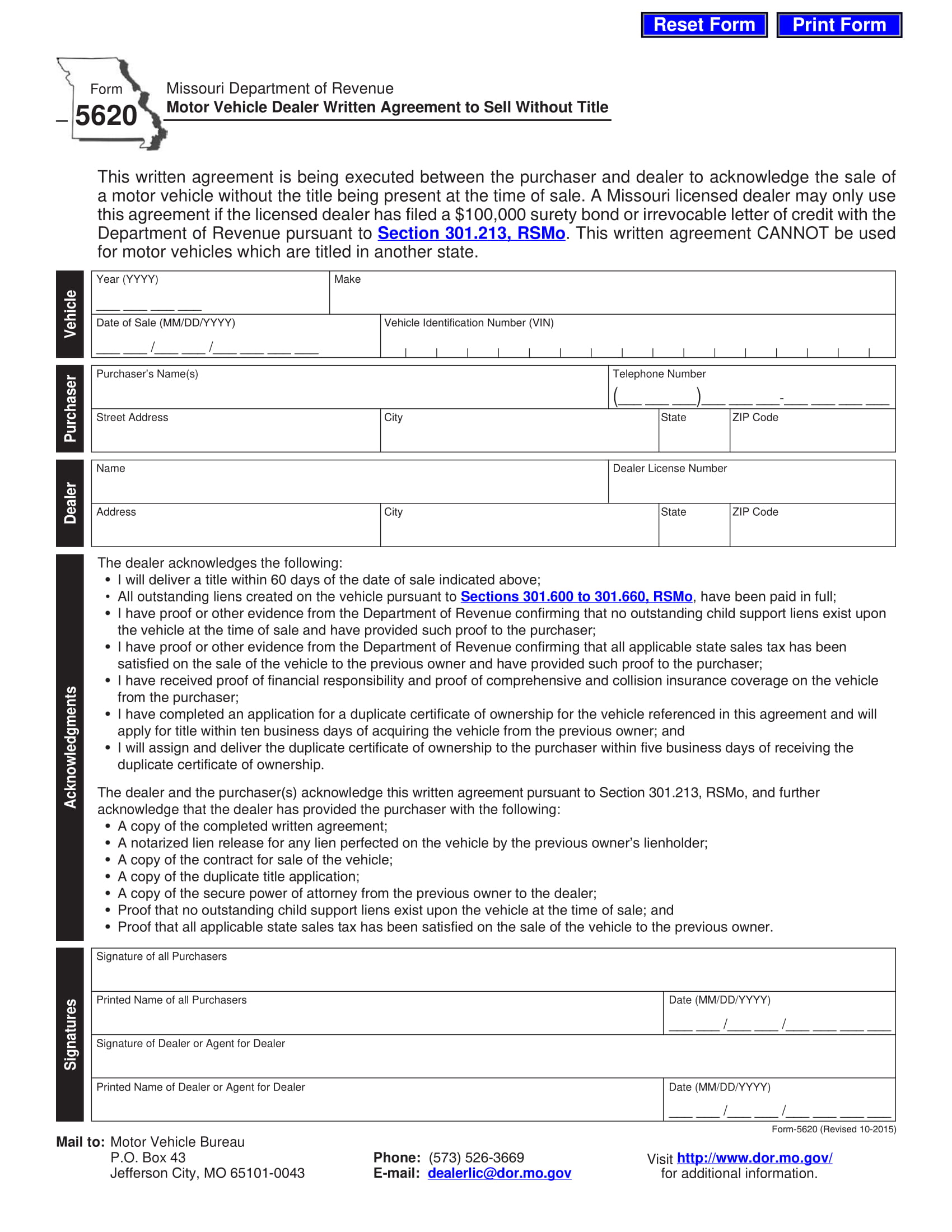 motor vehicle sale without title agreement contract form 1