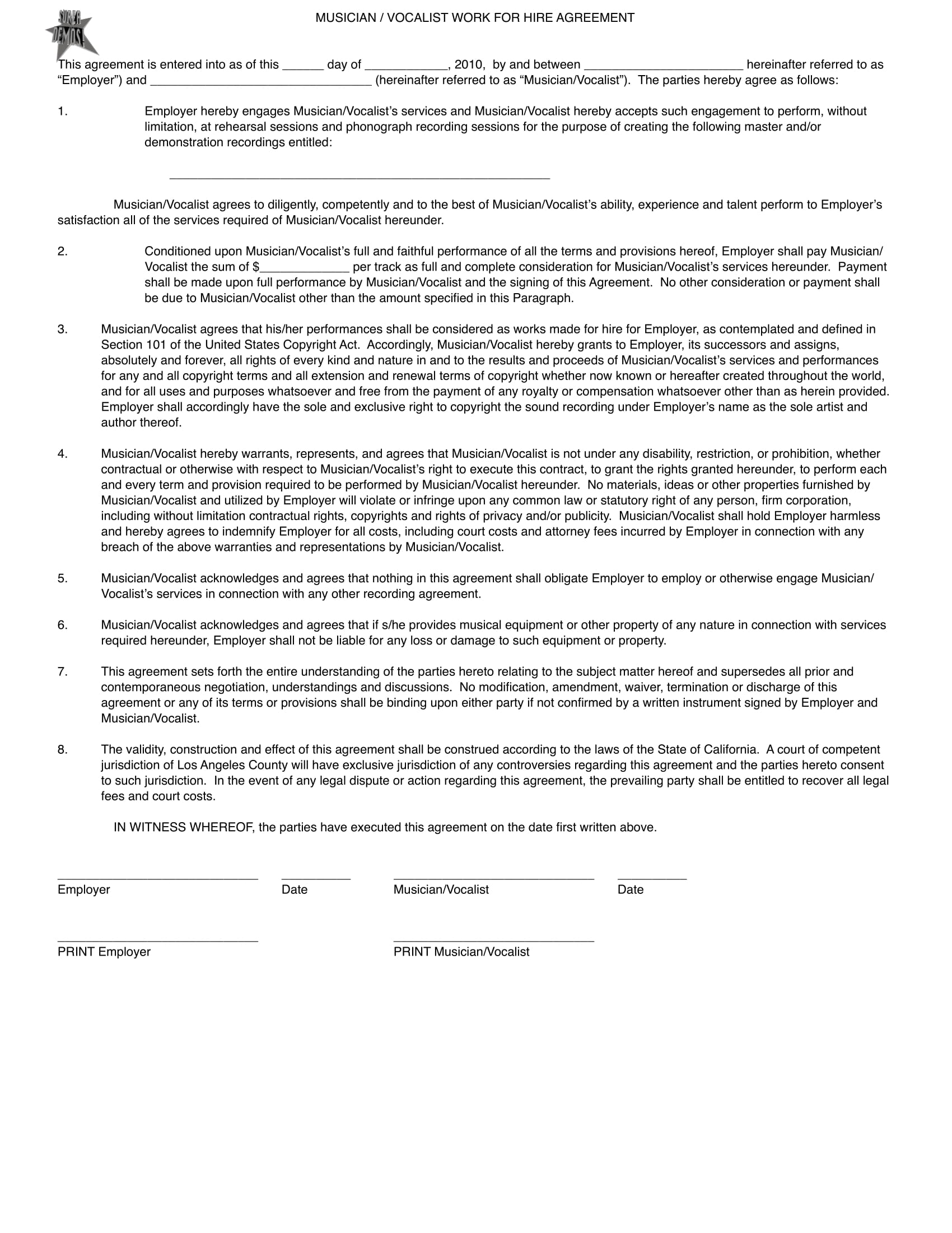 Dry Hire Agreement Template 