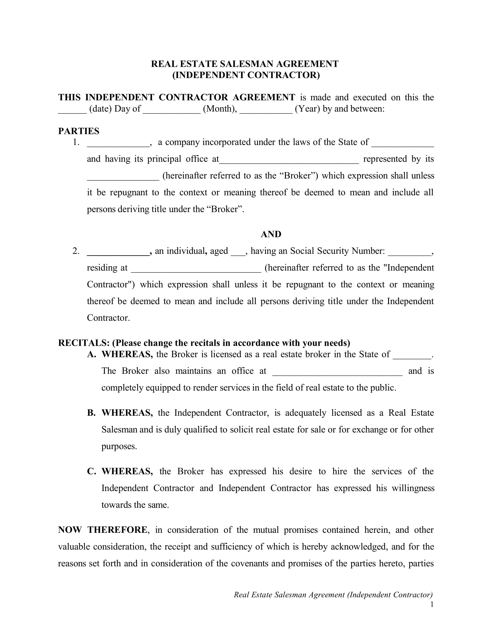 FREE 3  Salesperson Agreement Contract Forms in PDF MS Word