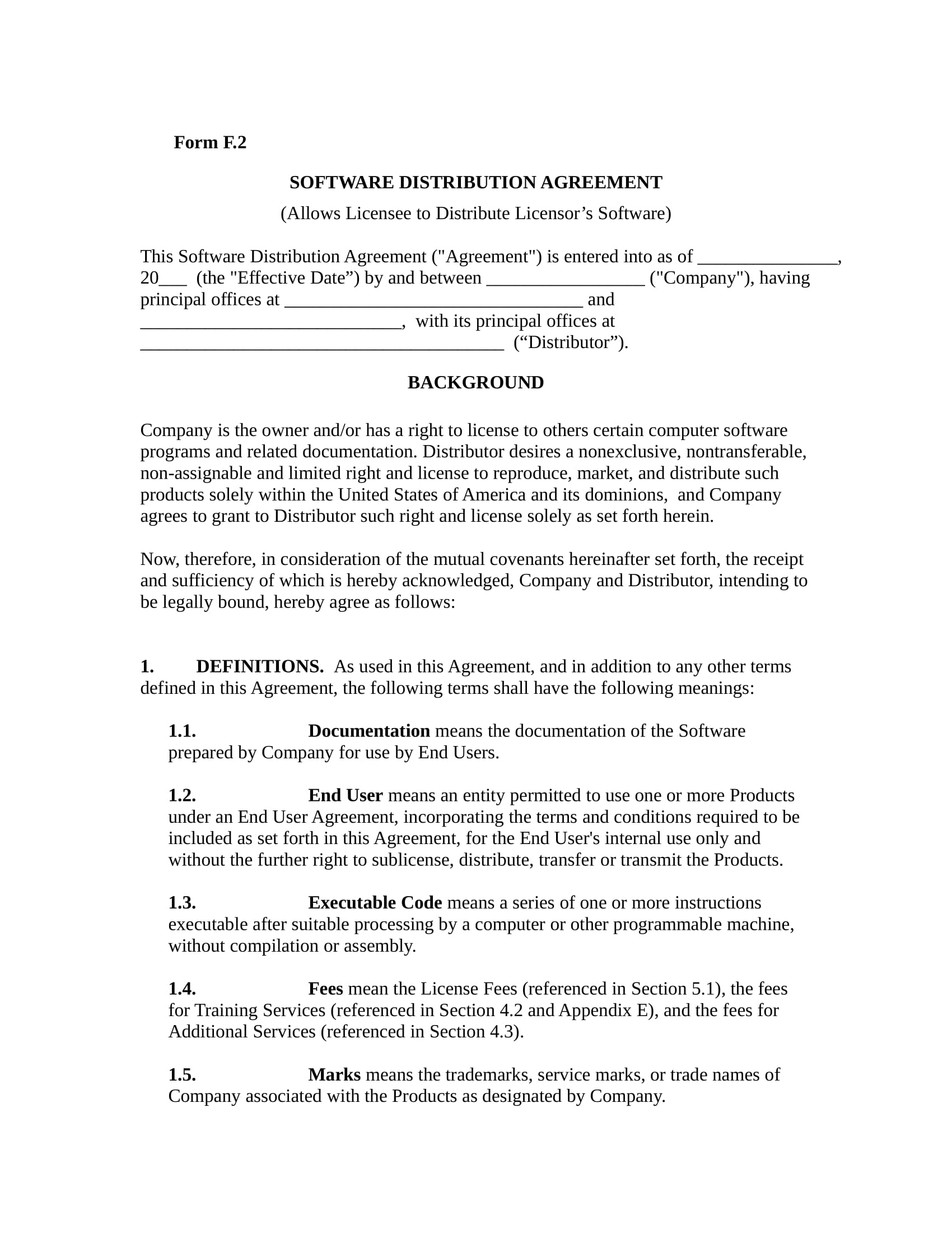 software distribution agreement contract form 01
