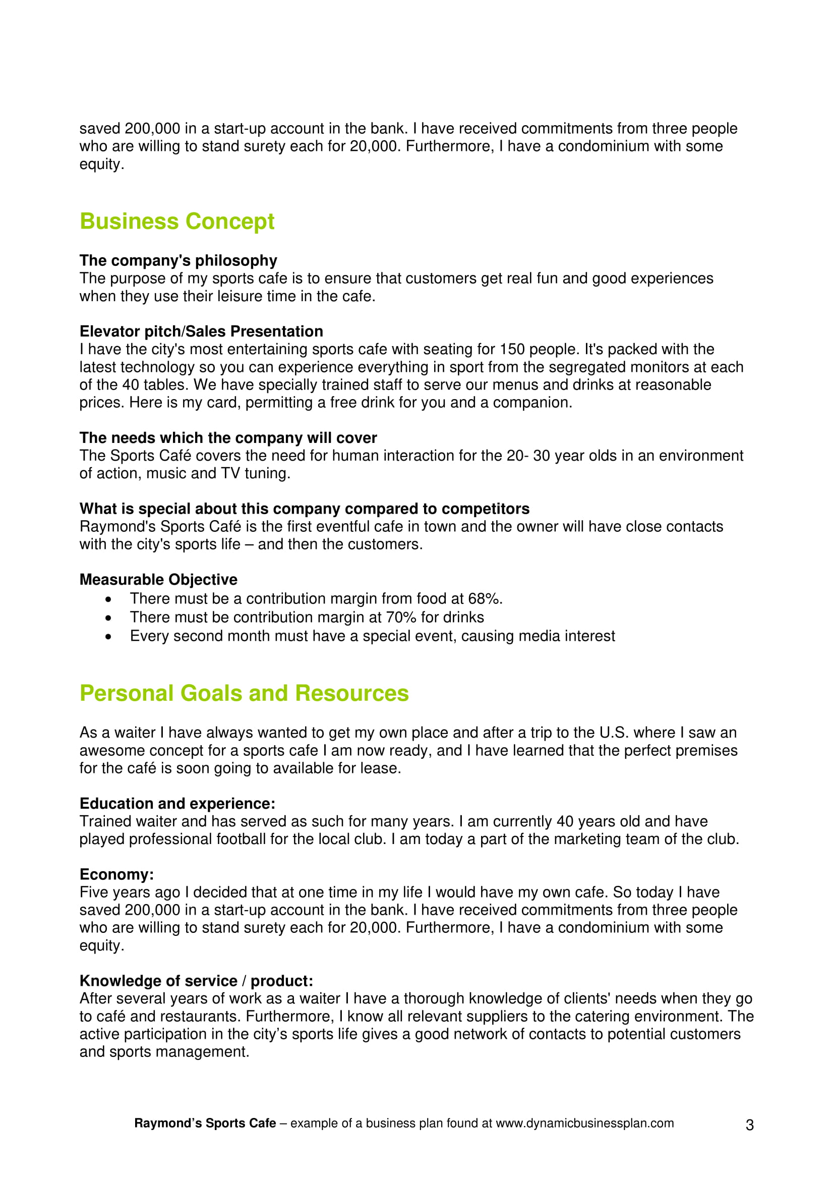 sports cafe restaurant business plan 03