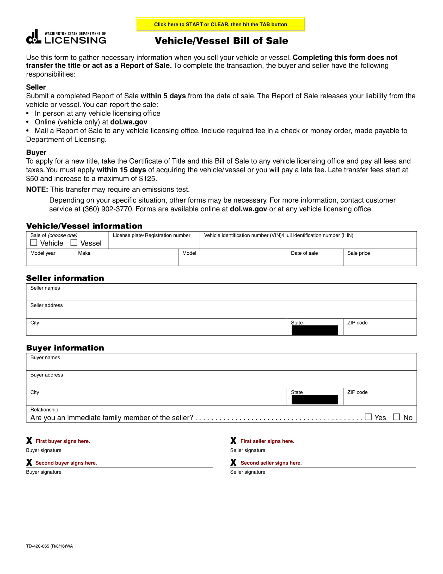 vehicle vessel bill of sale contract form 1
