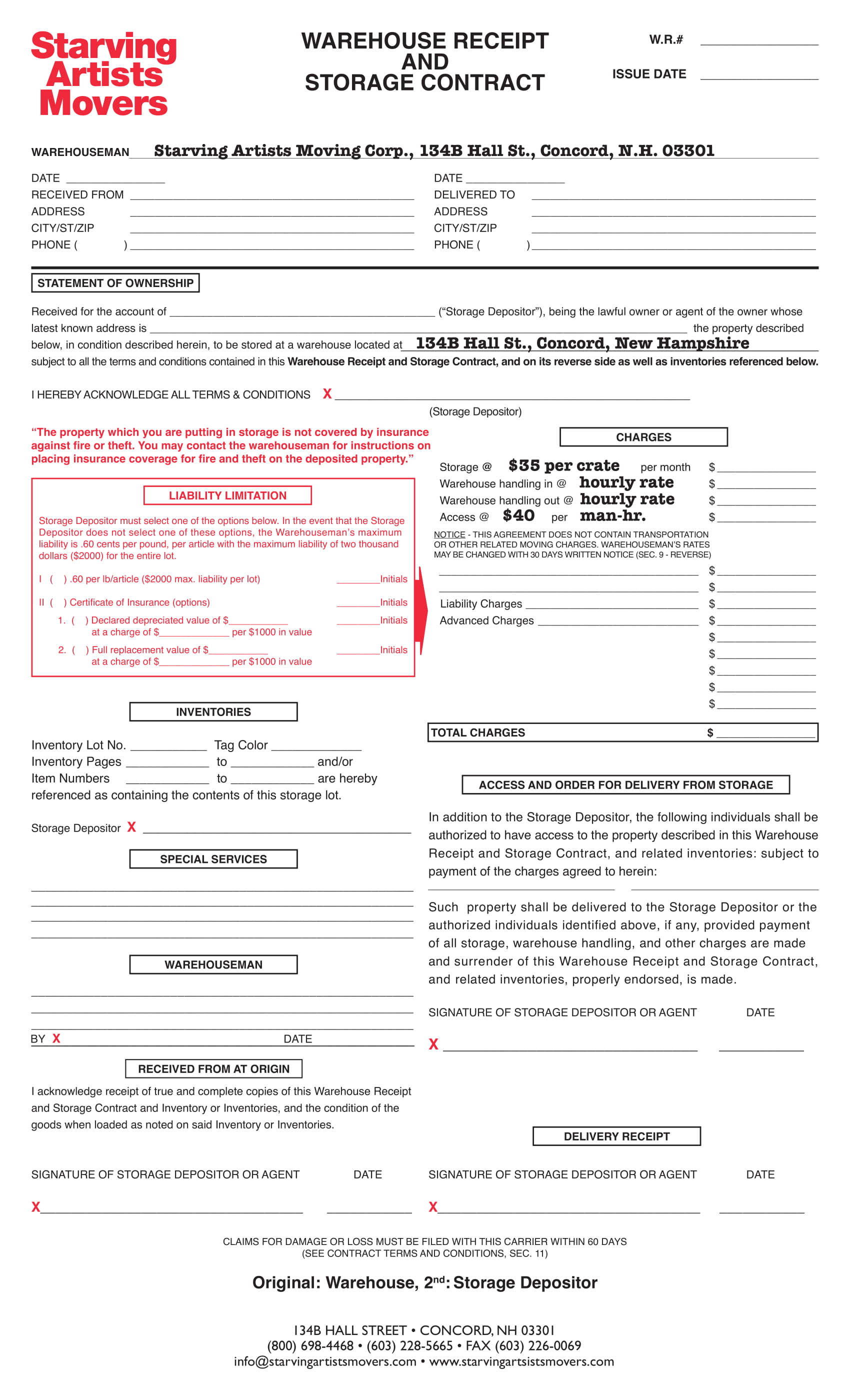warehouse receipt contract form 1