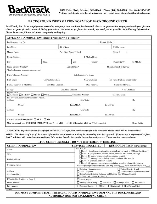 FREE 3+ Background Information Forms in PDF | MS Word
